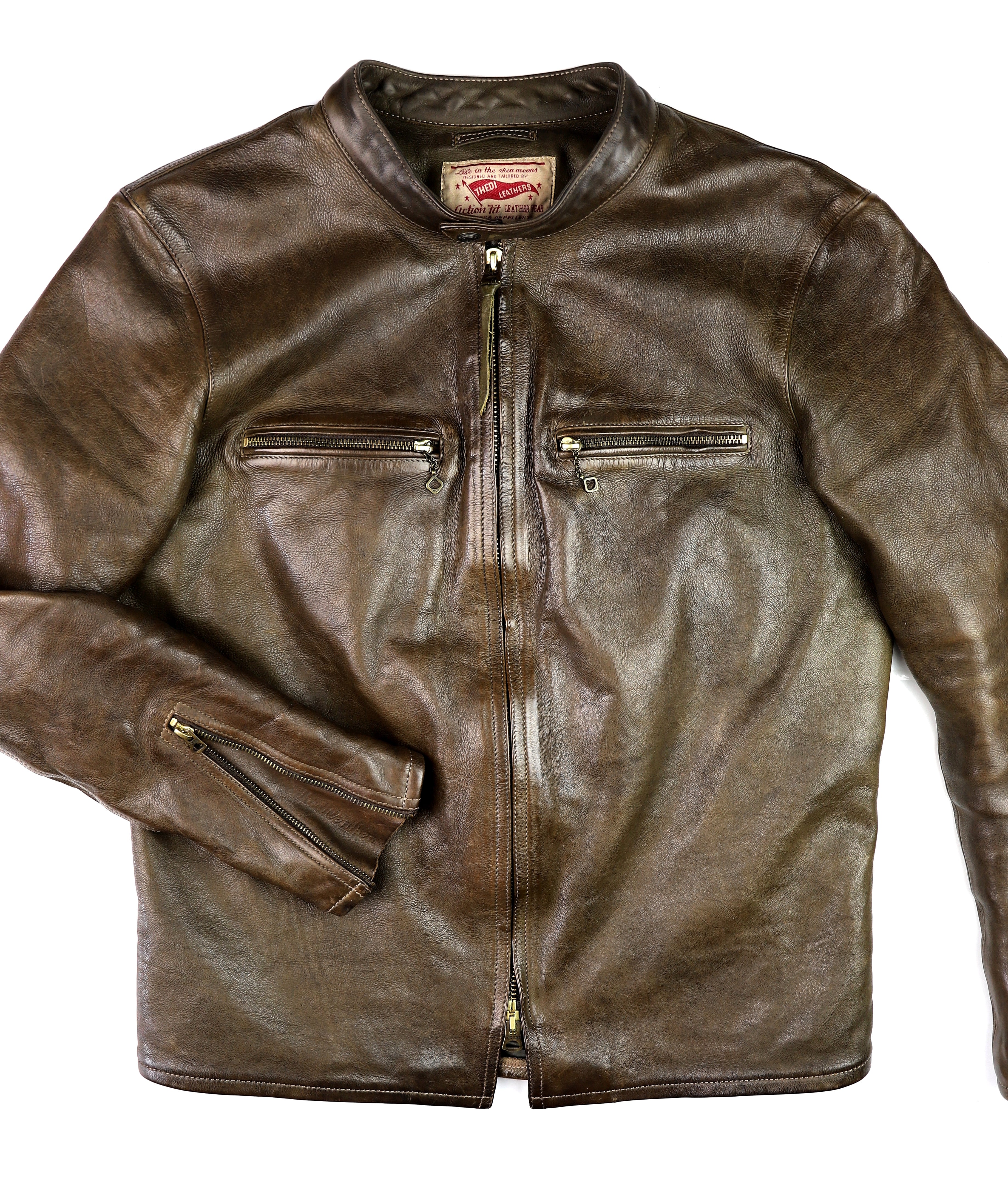 Thedi Cafe Racer, size Large, Gently Worn Olive Canneto Cowhide