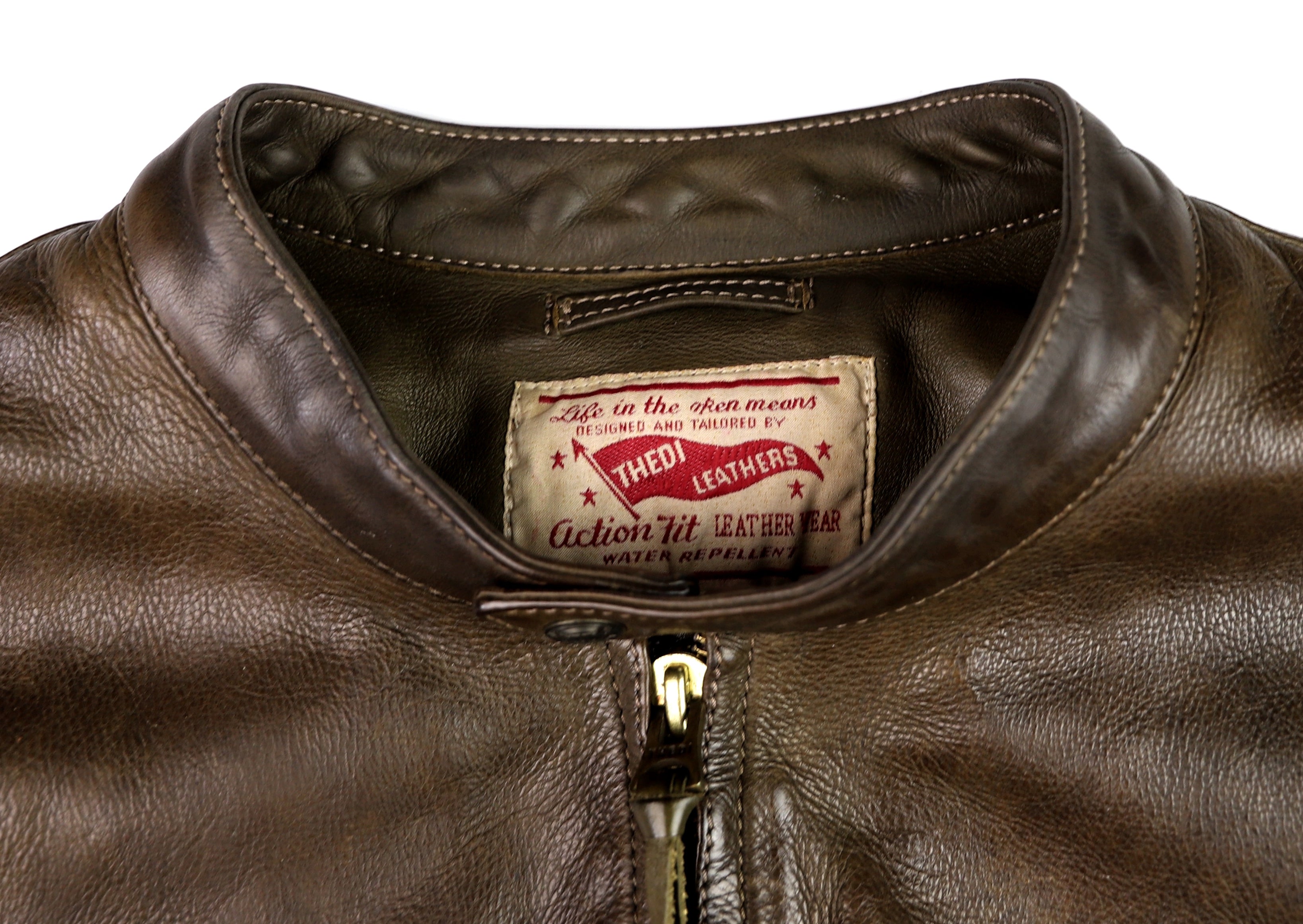Thedi Cafe Racer, size Large, Gently Worn Olive Canneto Cowhide