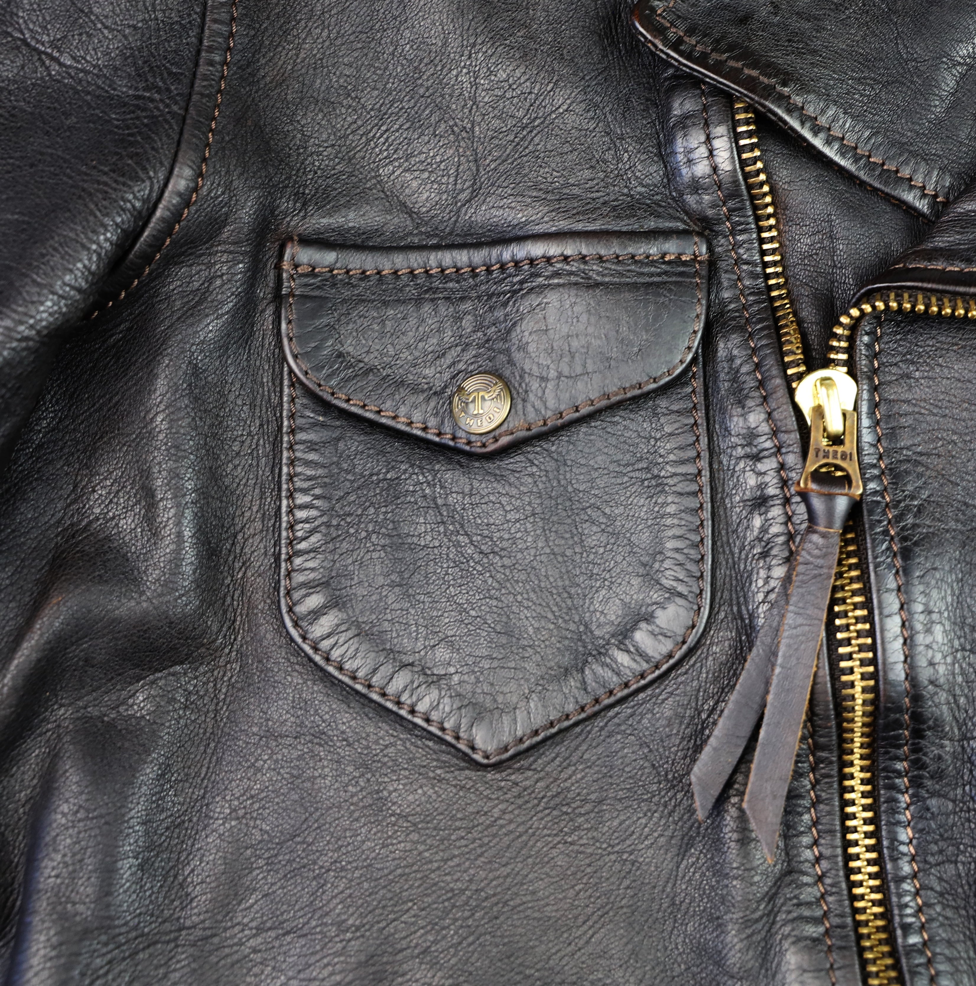 Thedi Evander Crosszip Half Belt, size 2XL, Black Teacore Bruciato Horsehide