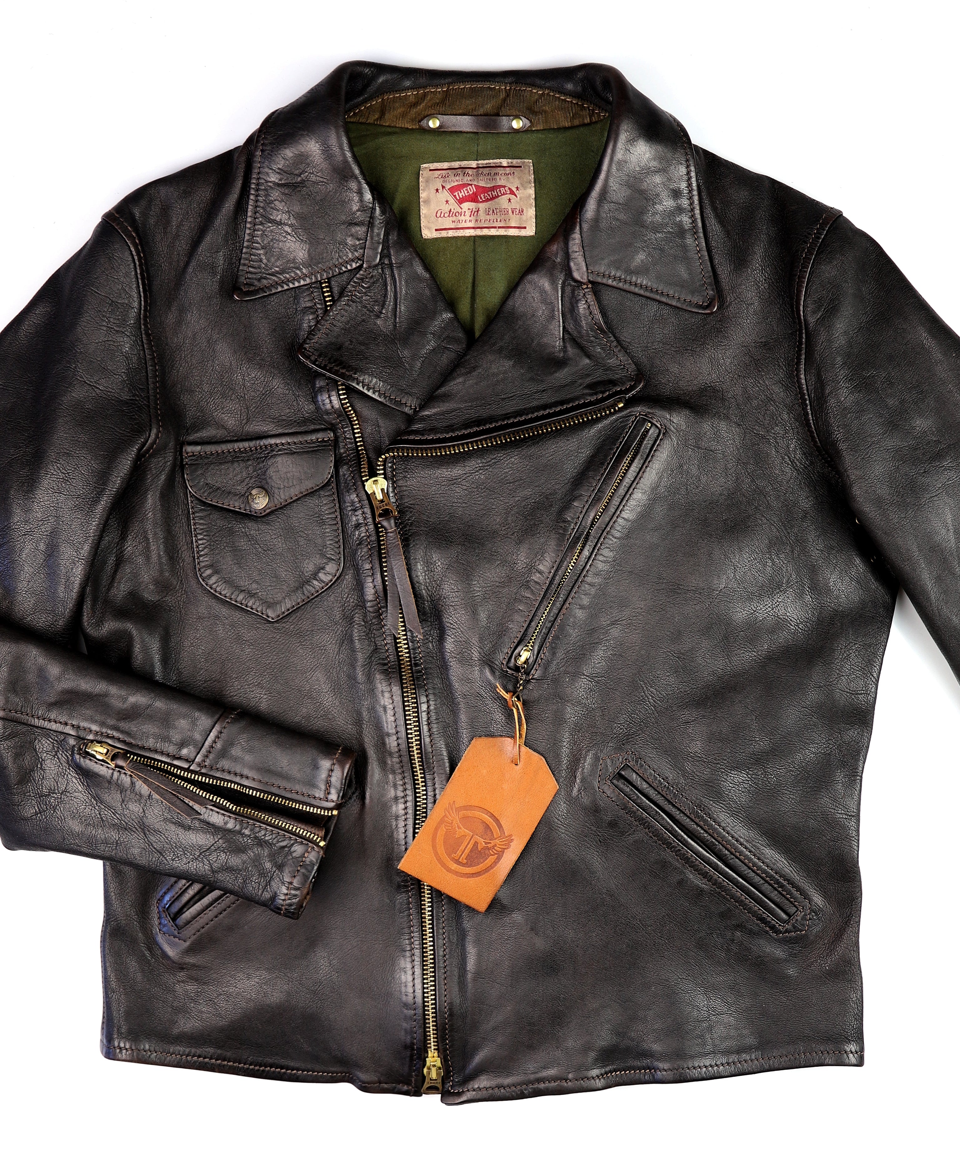 Thedi Evander Crosszip Half Belt, size 2XL, Black Teacore Bruciato Horsehide