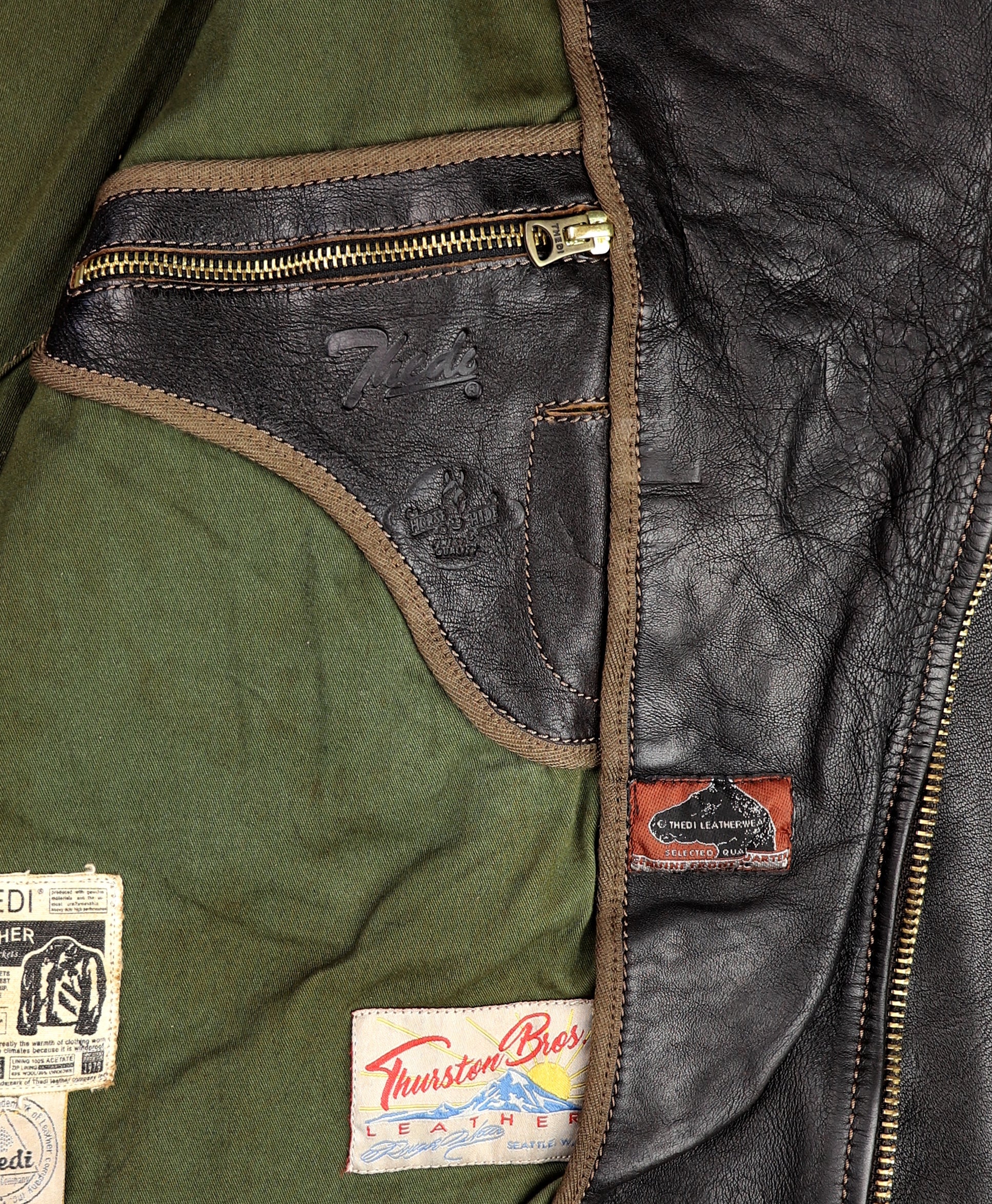Thedi Evander Crosszip Half Belt, size 2XL, Black Teacore Bruciato Horsehide