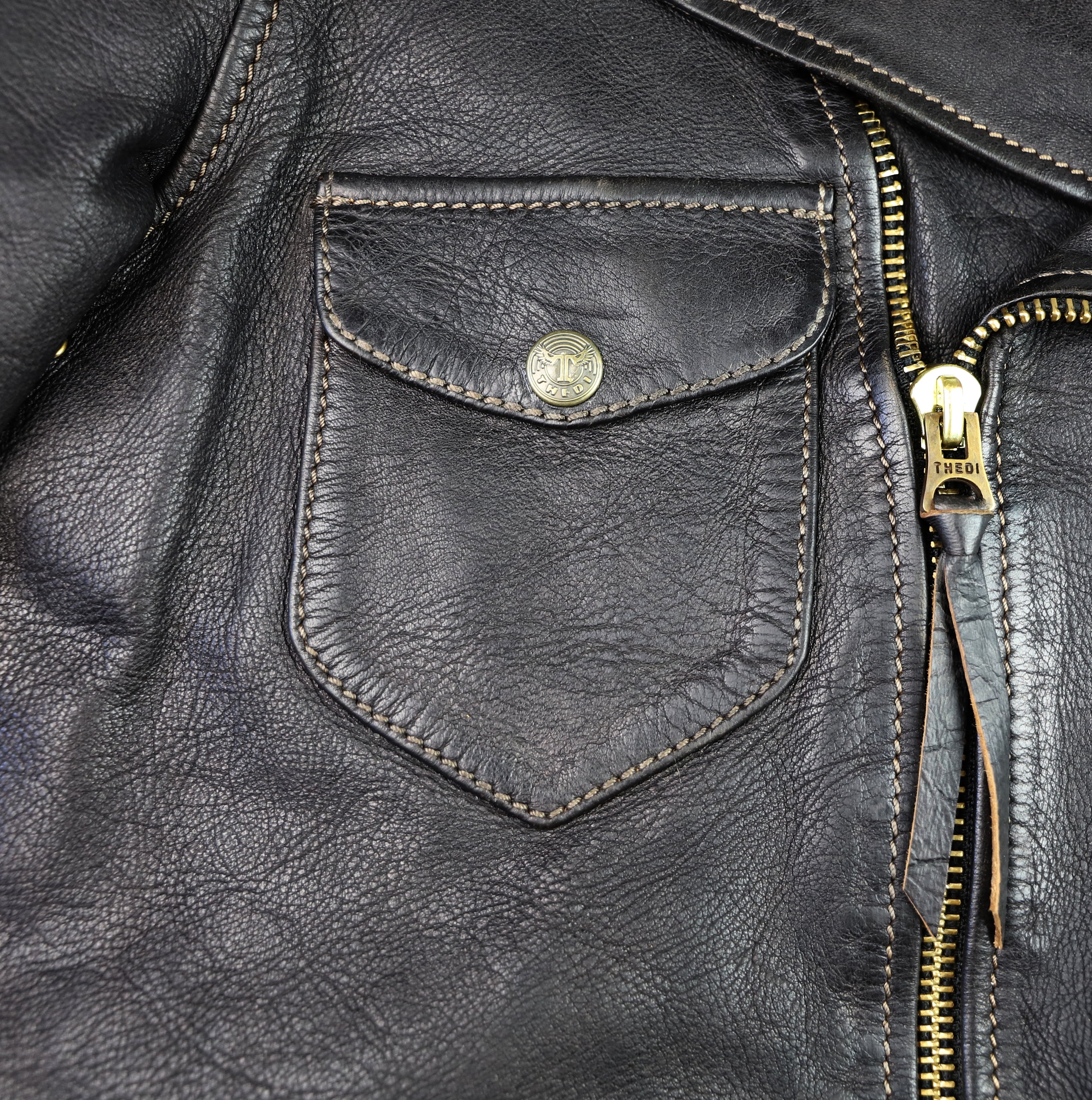 Thedi Evander Crosszip Half Belt, size XL, Black Teacore Bruciato Horsehide