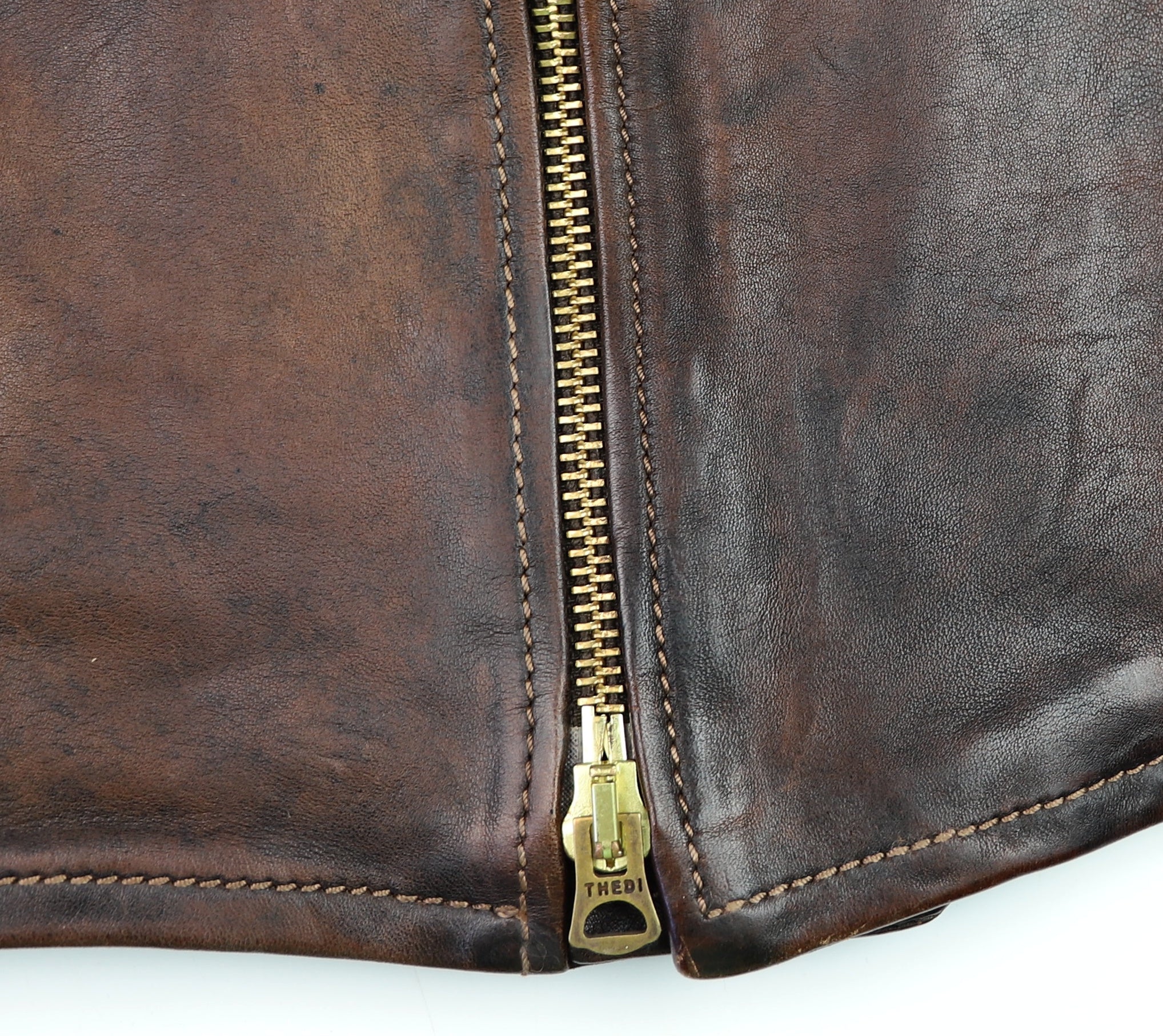 Thedi Evander Crosszip Half Belt, size 2XL, Chestnut Bruciato Horsehide