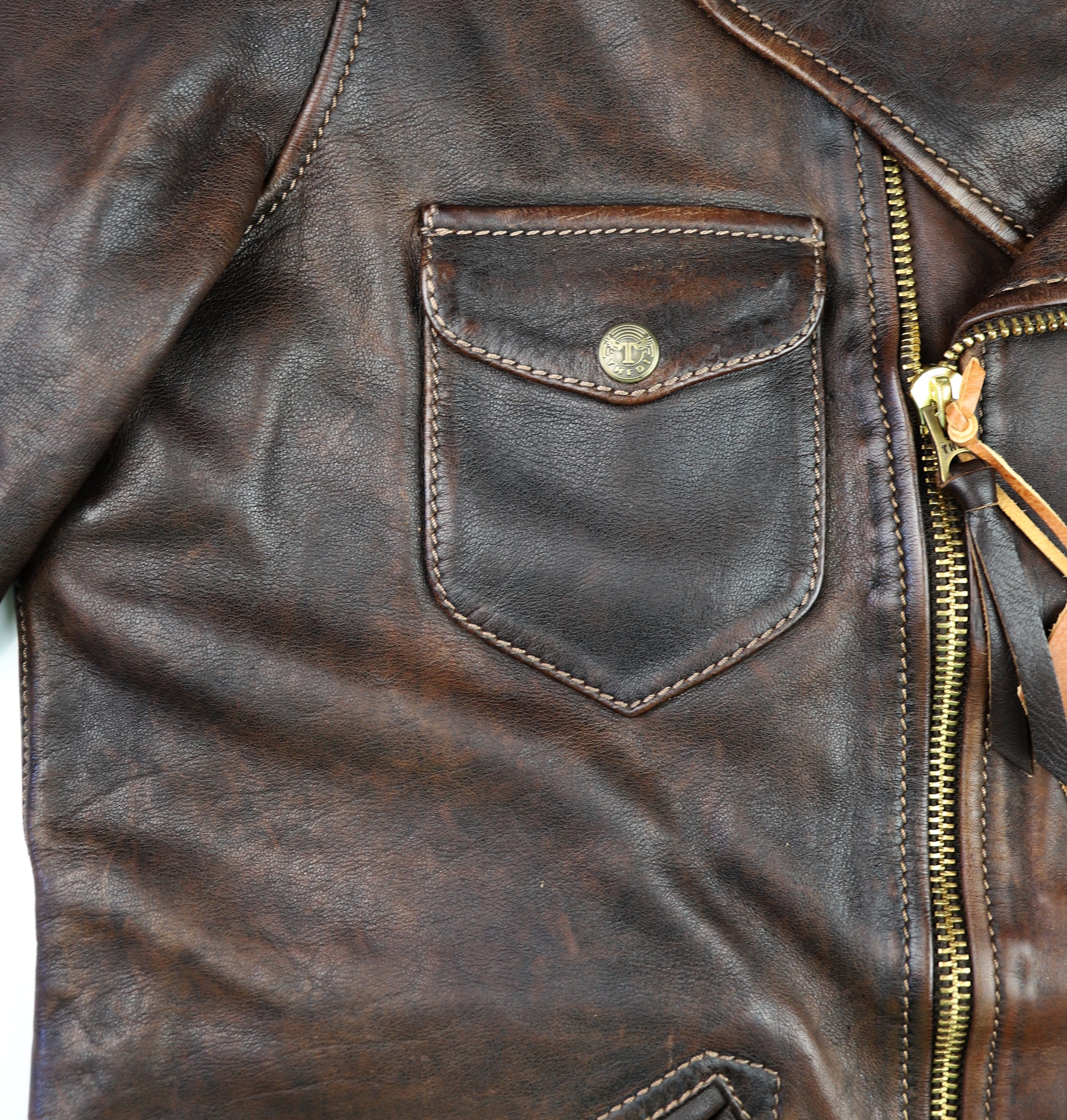 Thedi Evander Crosszip Half Belt, size 2XL, Chestnut Bruciato Horsehide