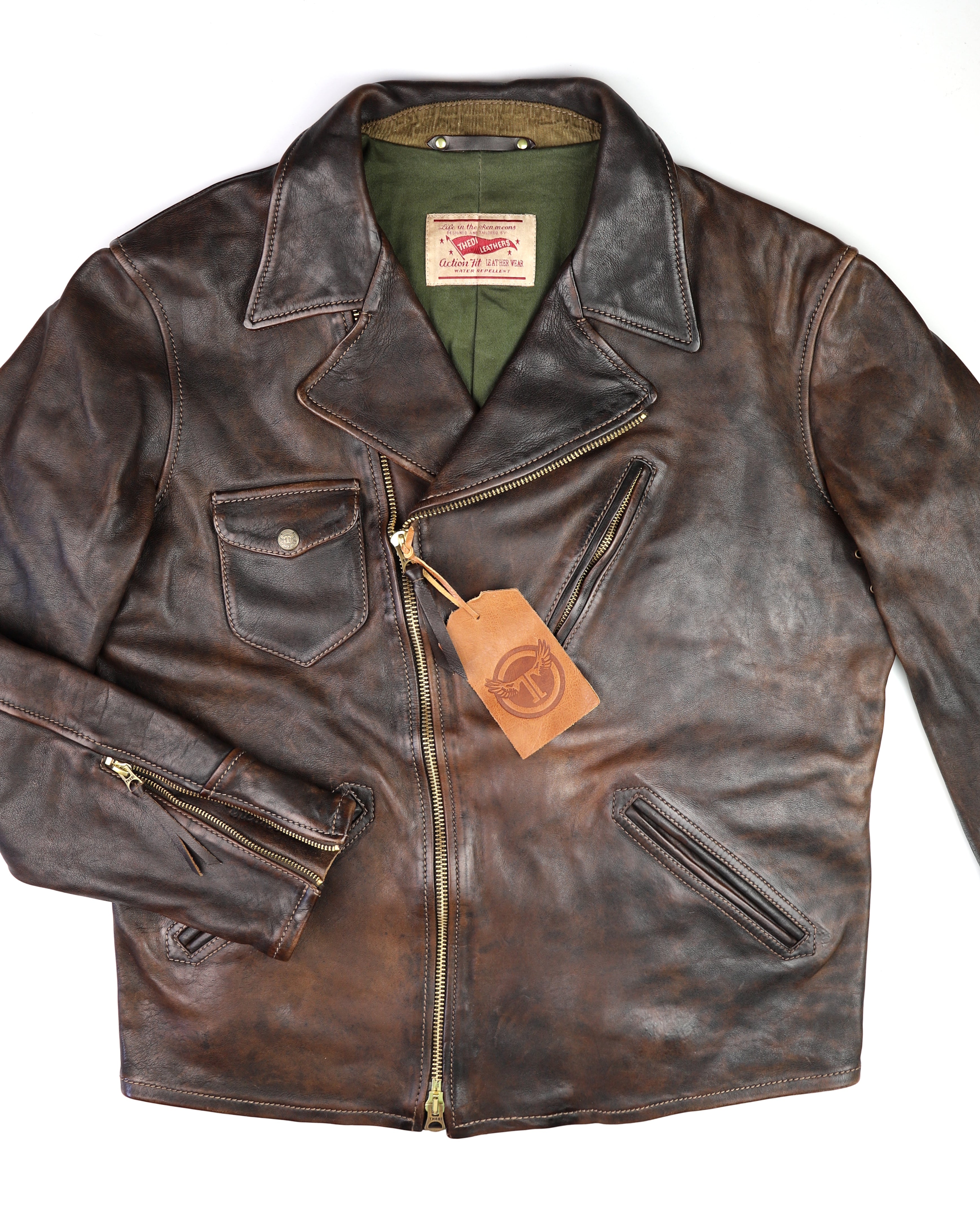 Thedi Evander Crosszip Half Belt, size 2XL, Chestnut Bruciato Horsehide