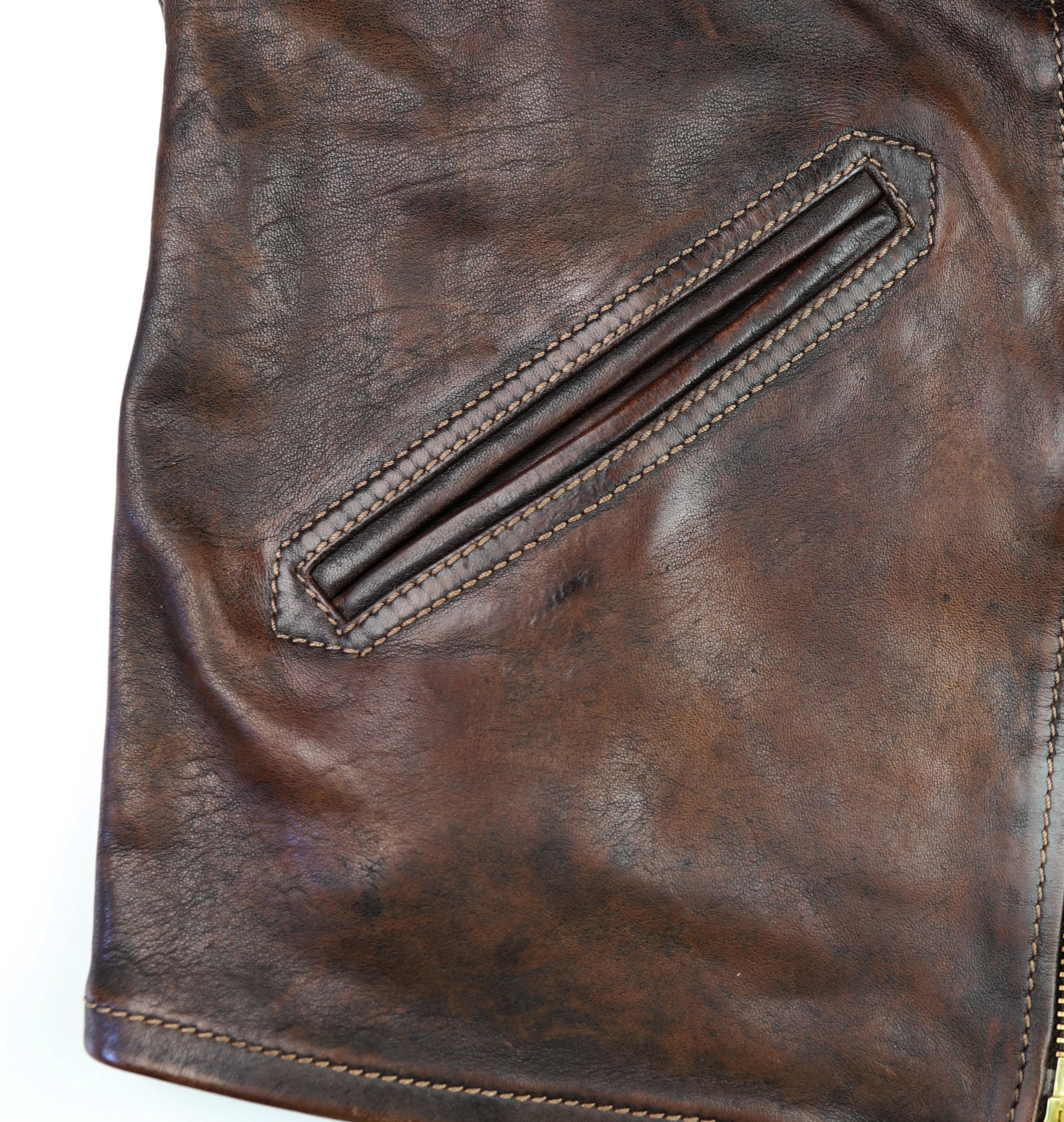 Thedi Evander Crosszip Half Belt, size 2XL, Chestnut Bruciato Horsehide