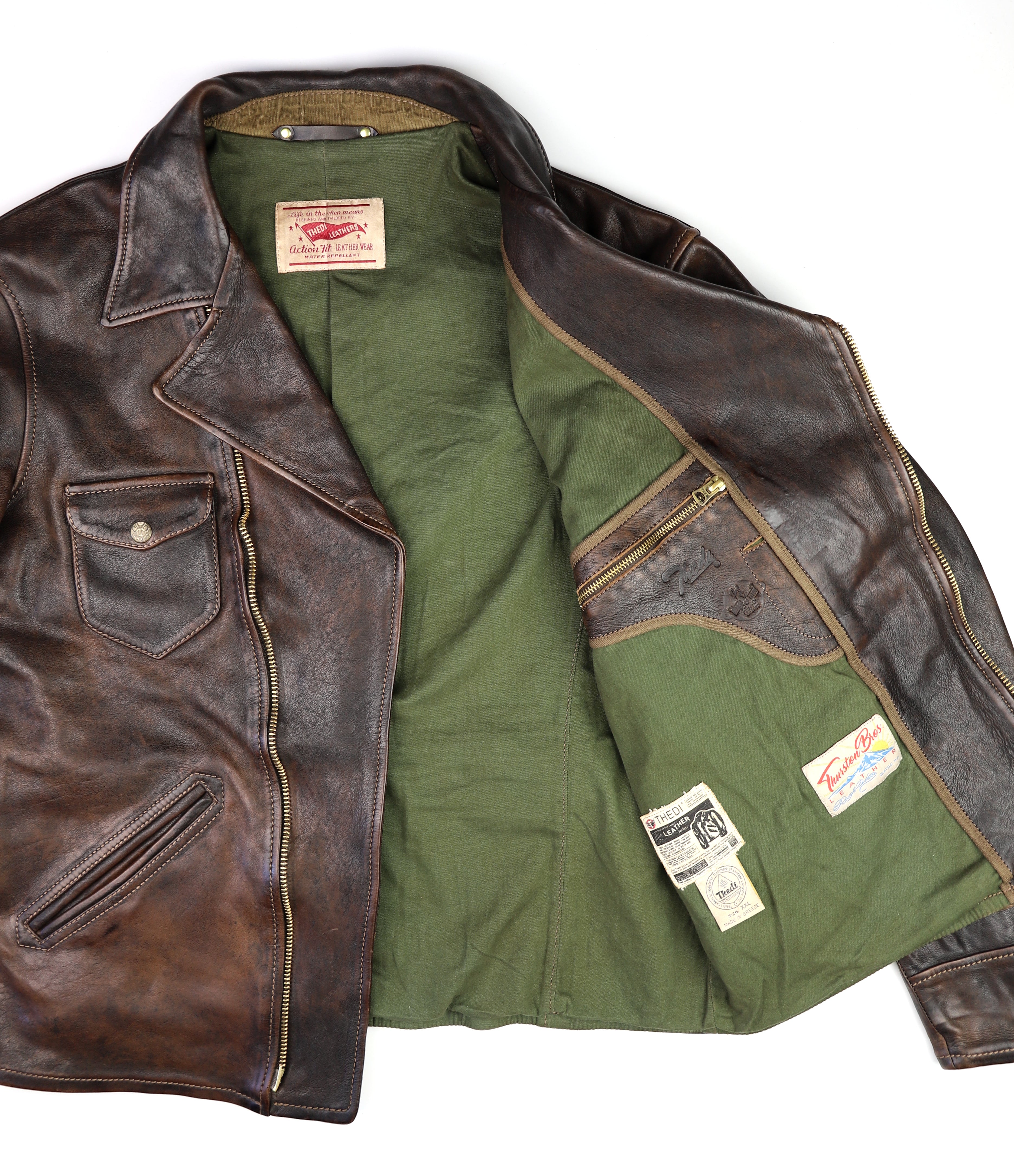 Thedi Evander Crosszip Half Belt, size 2XL, Chestnut Bruciato Horsehide