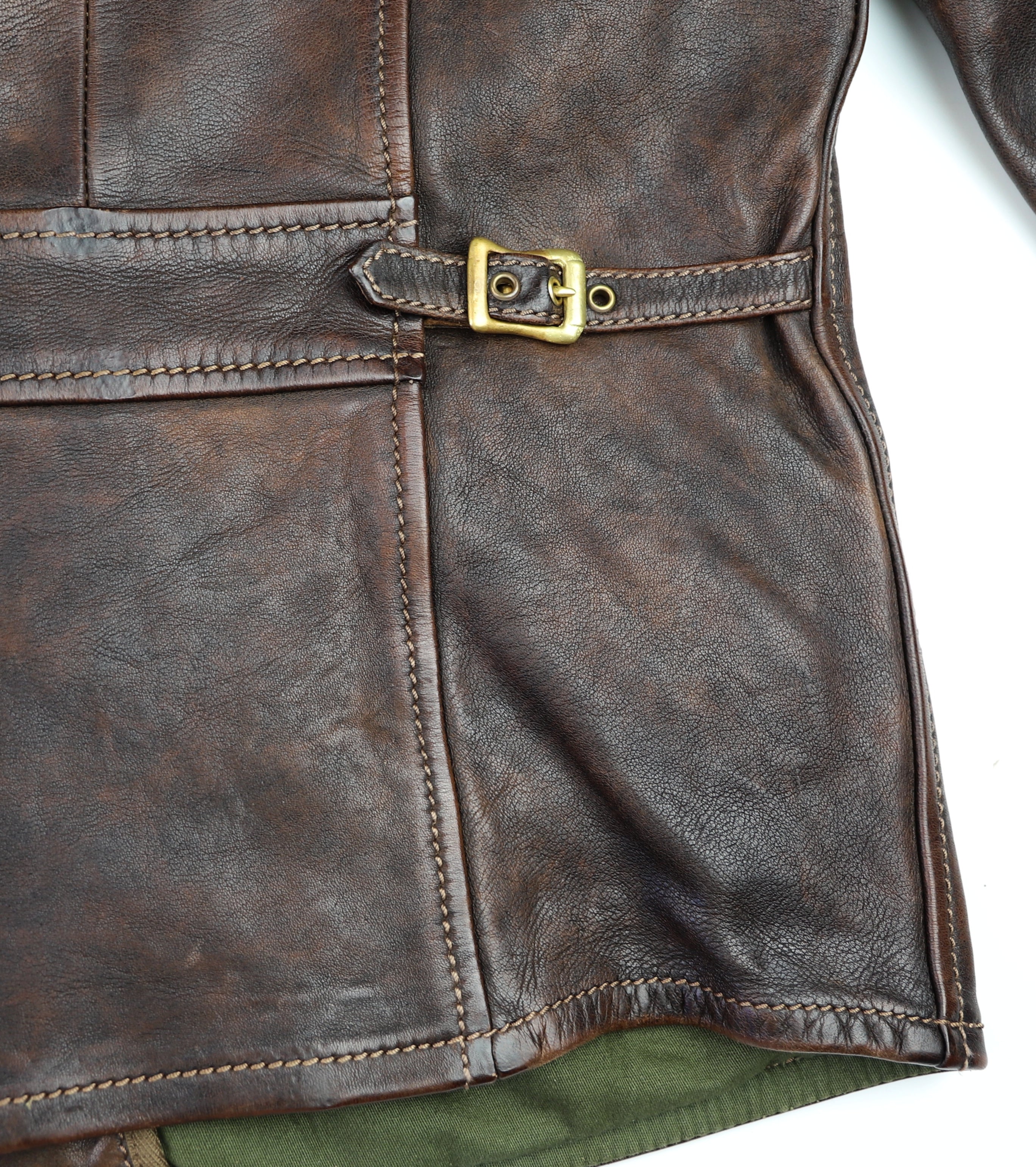 Thedi Evander Crosszip Half Belt, size 2XL, Chestnut Bruciato Horsehide