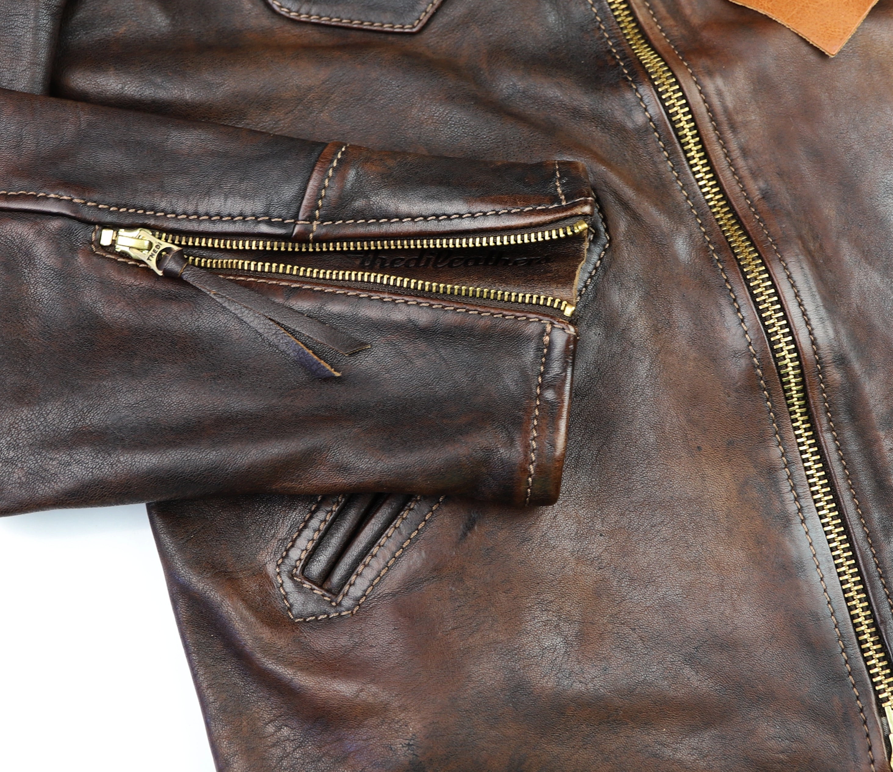 Thedi Evander Crosszip Half Belt, size 2XL, Chestnut Bruciato Horsehide