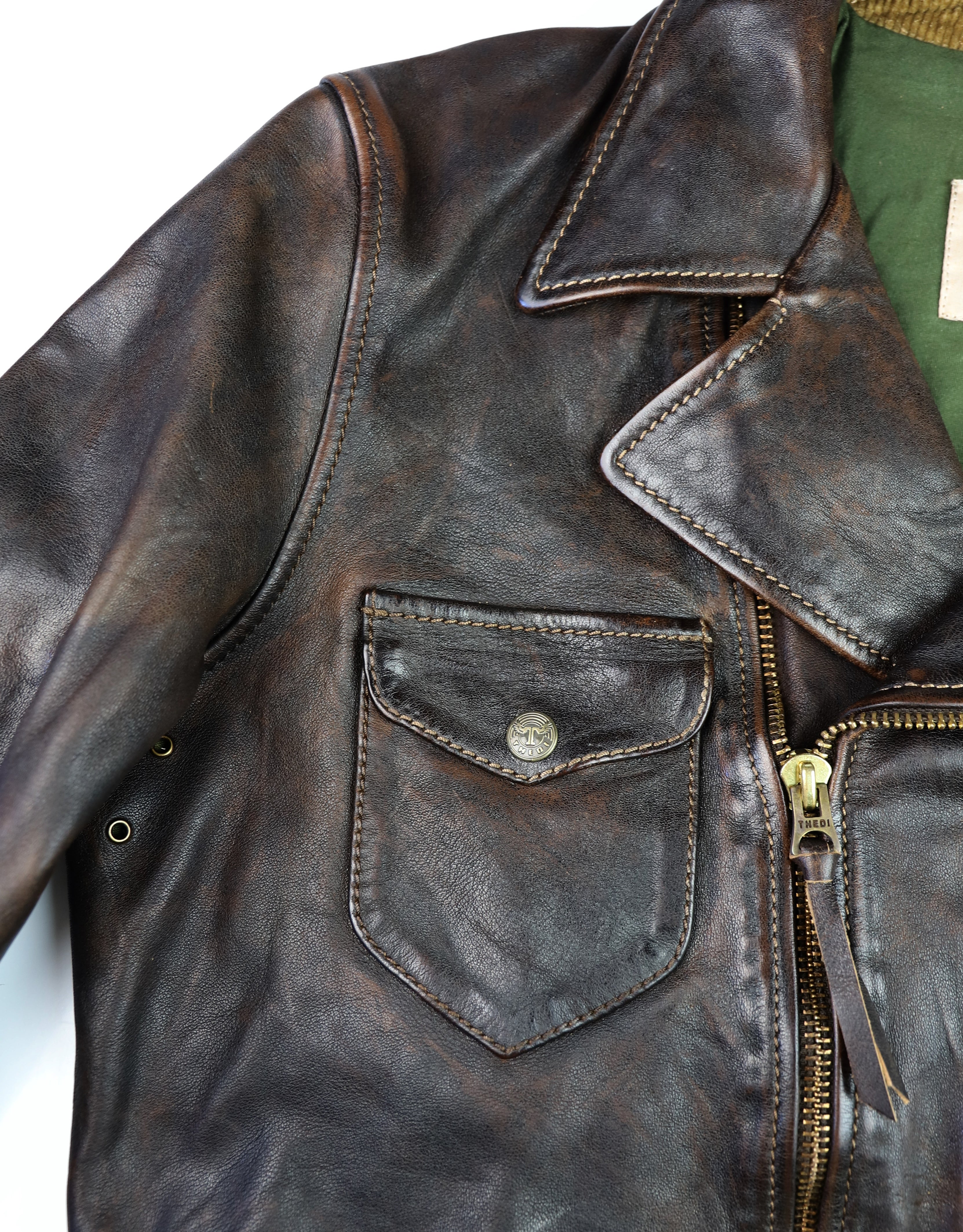 Thedi Evander Crosszip Half Belt, size 2XL, Chestnut Bruciato Horsehide