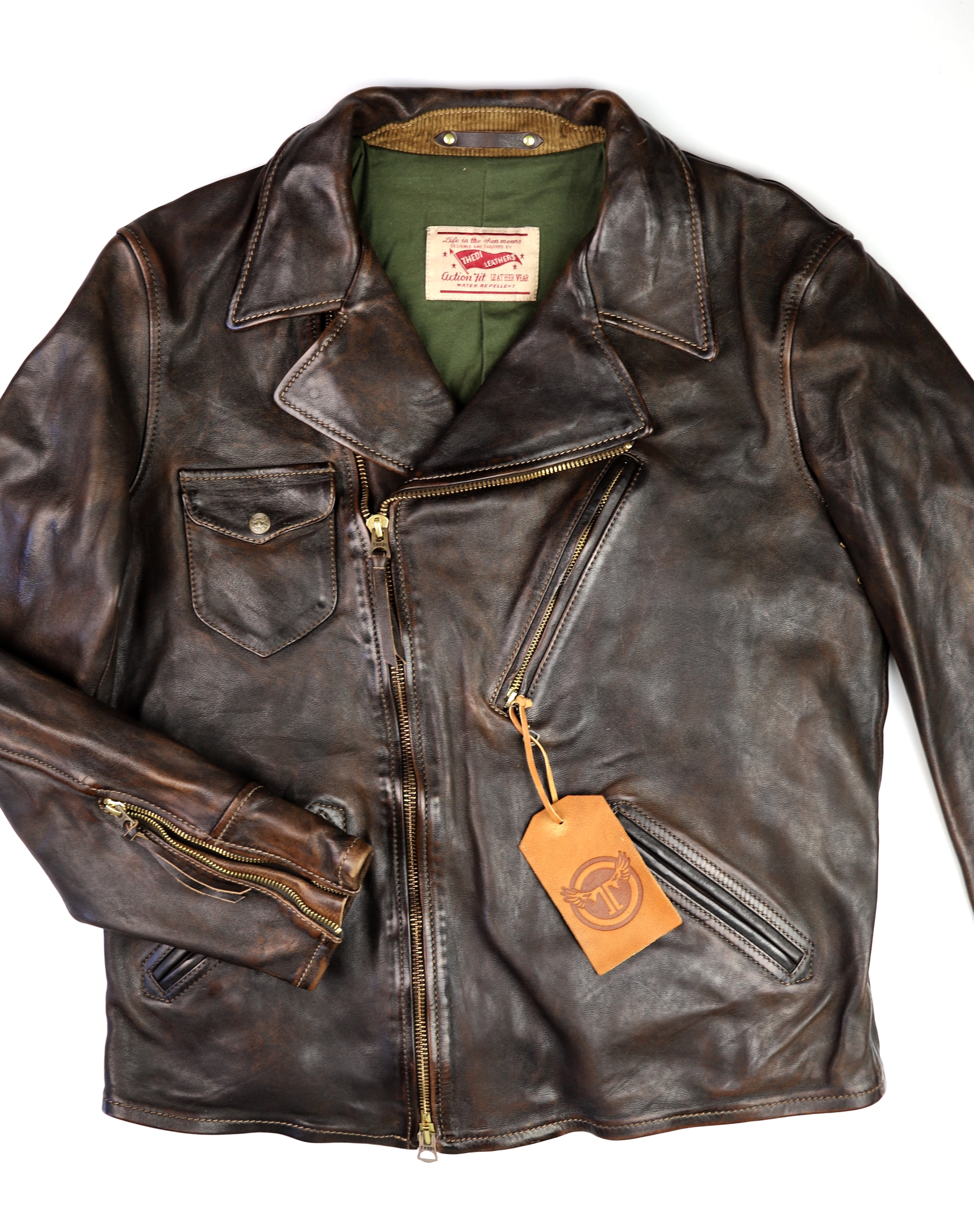 Thedi Evander Crosszip Half Belt, size 2XL, Chestnut Bruciato Horsehide