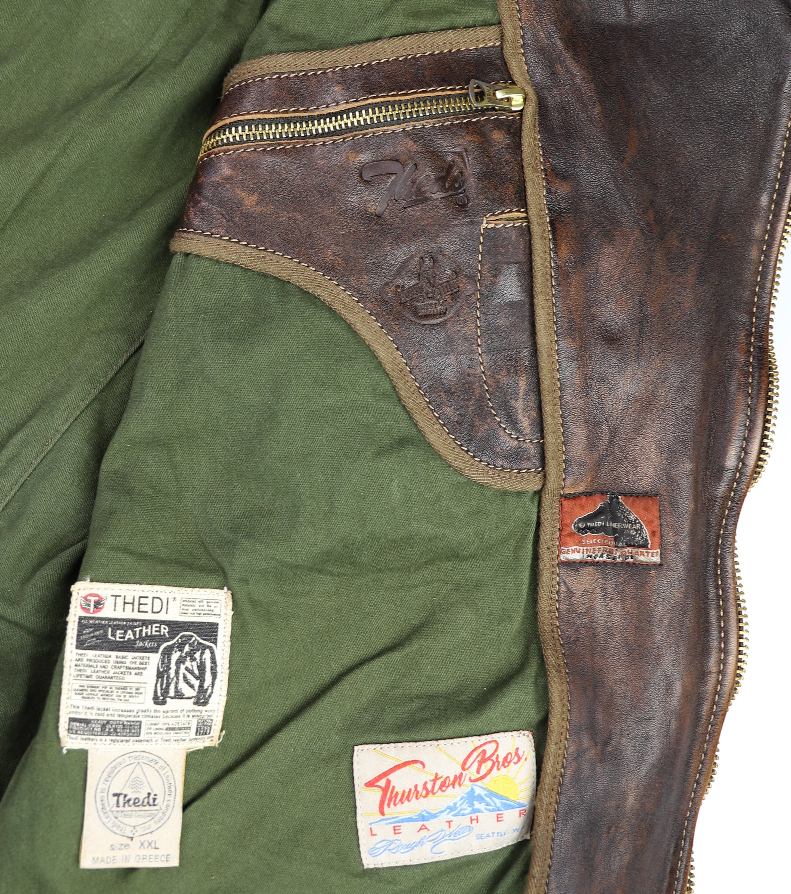 Thedi Evander Crosszip Half Belt, size 2XL, Chestnut Bruciato Horsehide