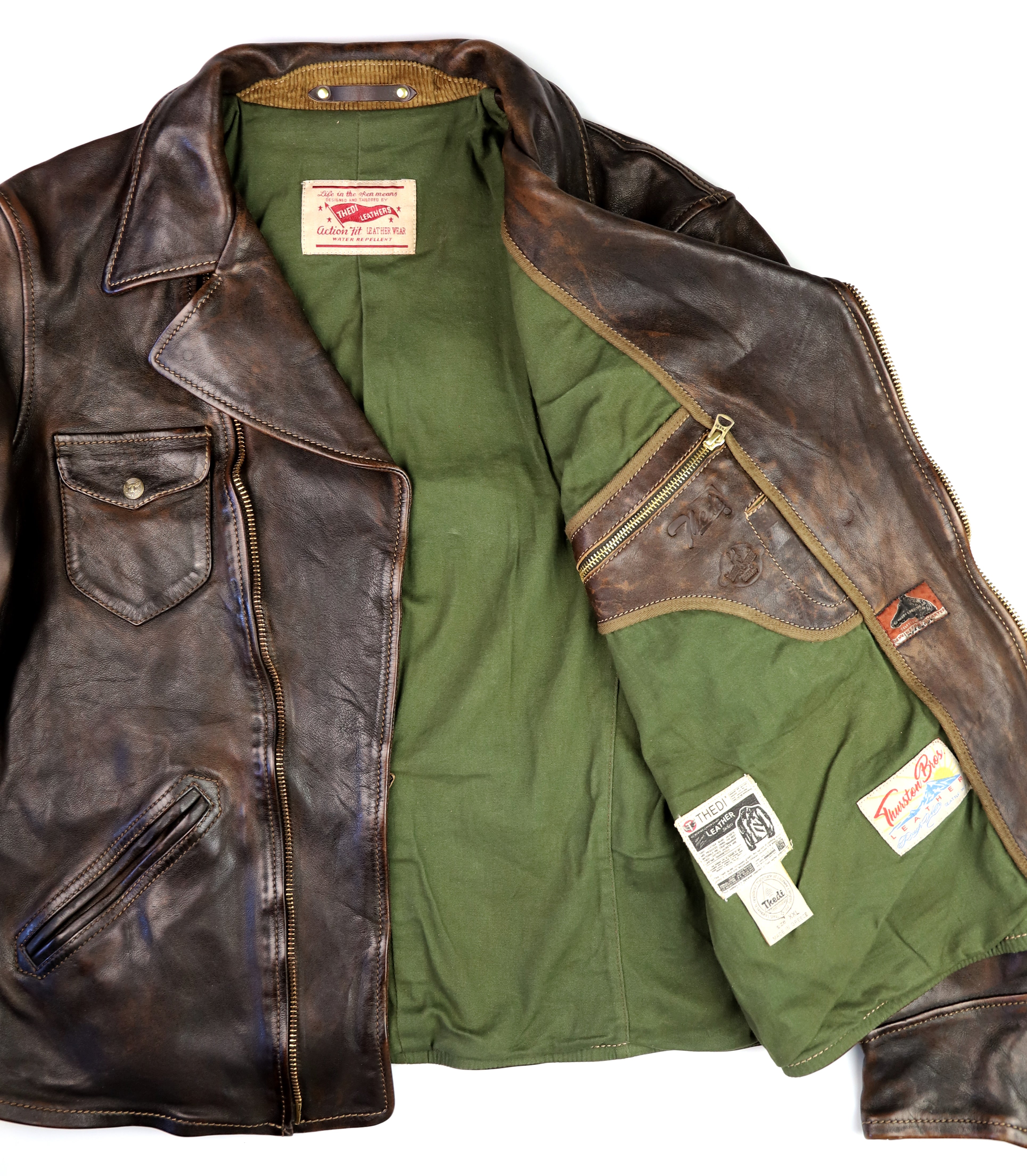 Thedi Evander Crosszip Half Belt, size 2XL, Chestnut Bruciato Horsehide