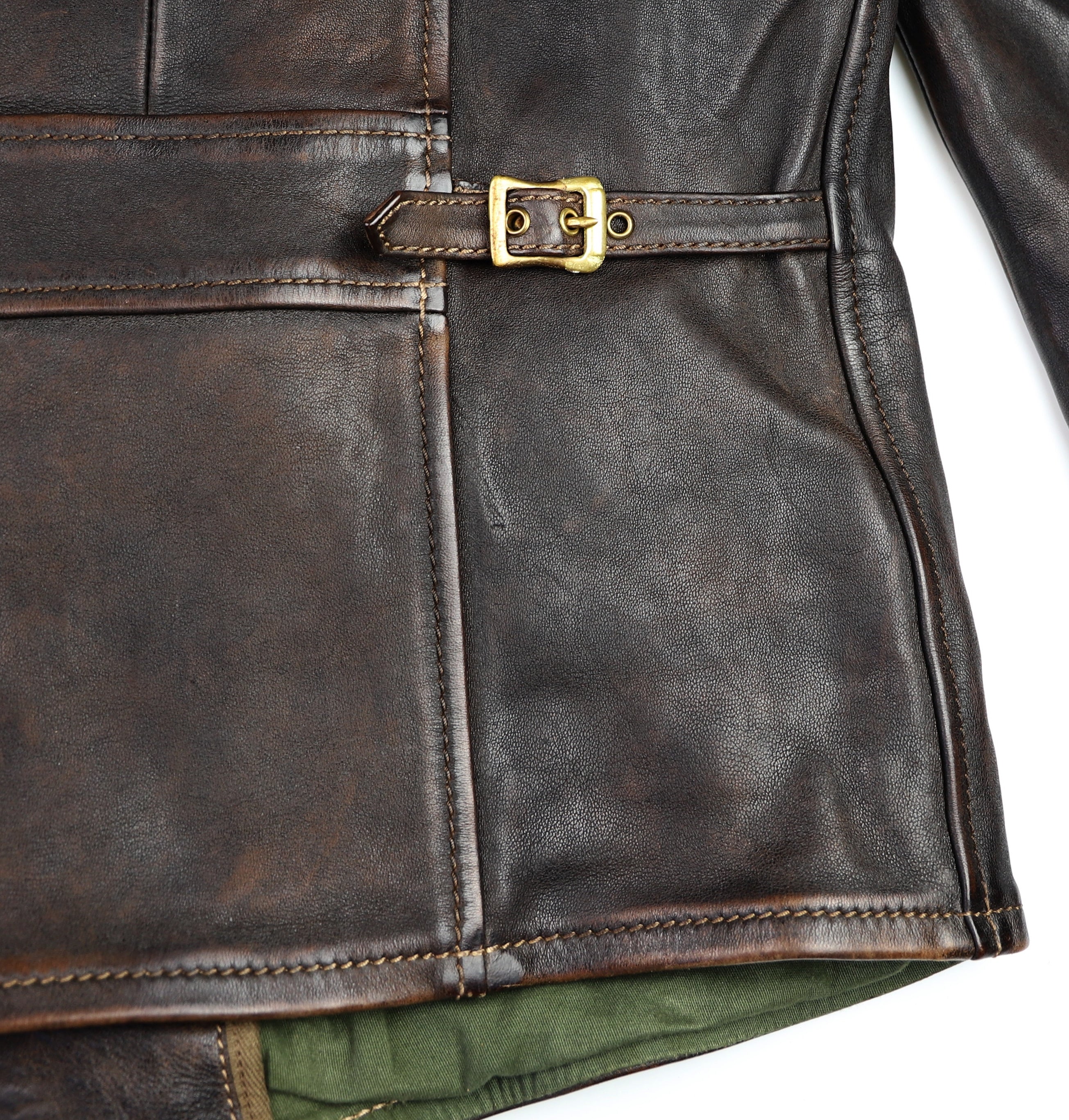 Thedi Evander Crosszip Half Belt, size 2XL, Chestnut Bruciato Horsehide