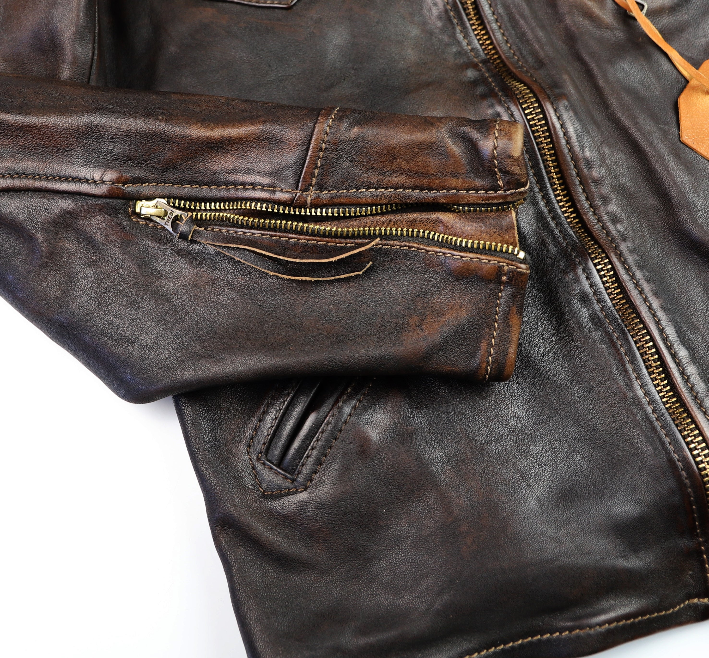 Thedi Evander Crosszip Half Belt, size 2XL, Chestnut Bruciato Horsehide