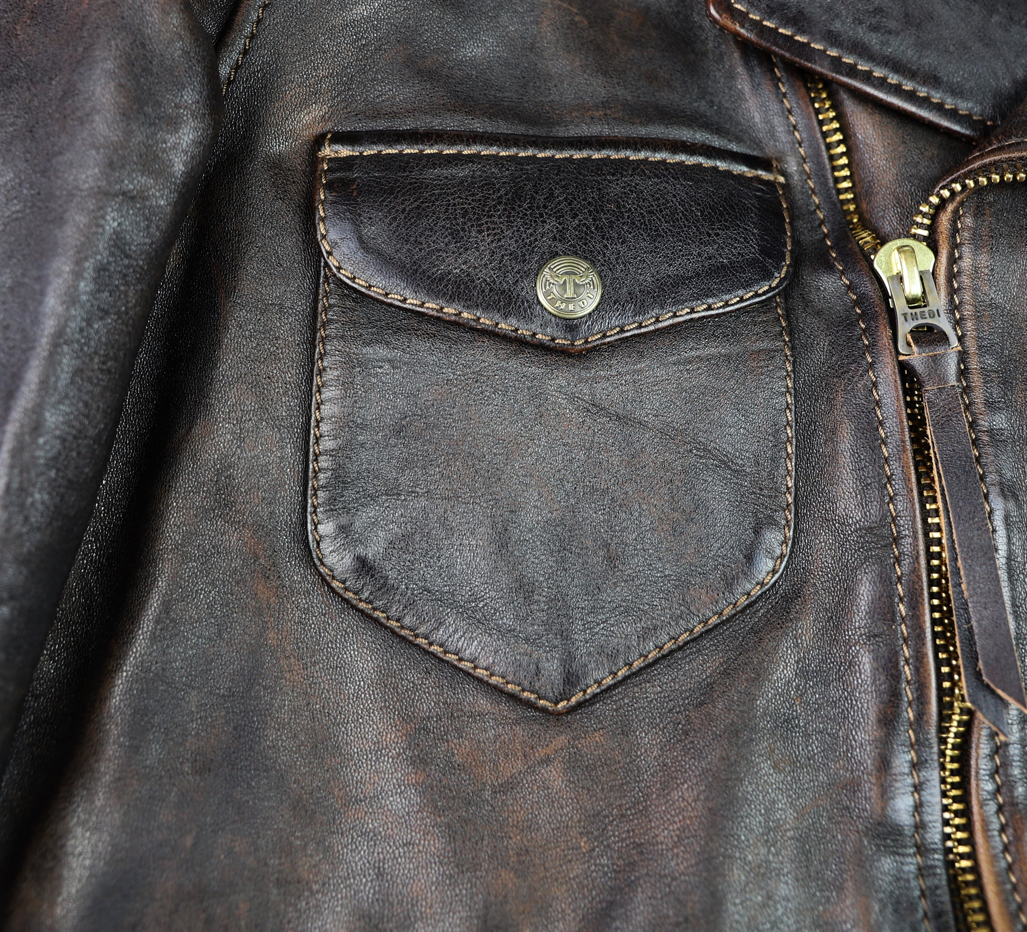 Thedi Evander Crosszip Half Belt, size 3XL, Chestnut Bruciato Horsehide