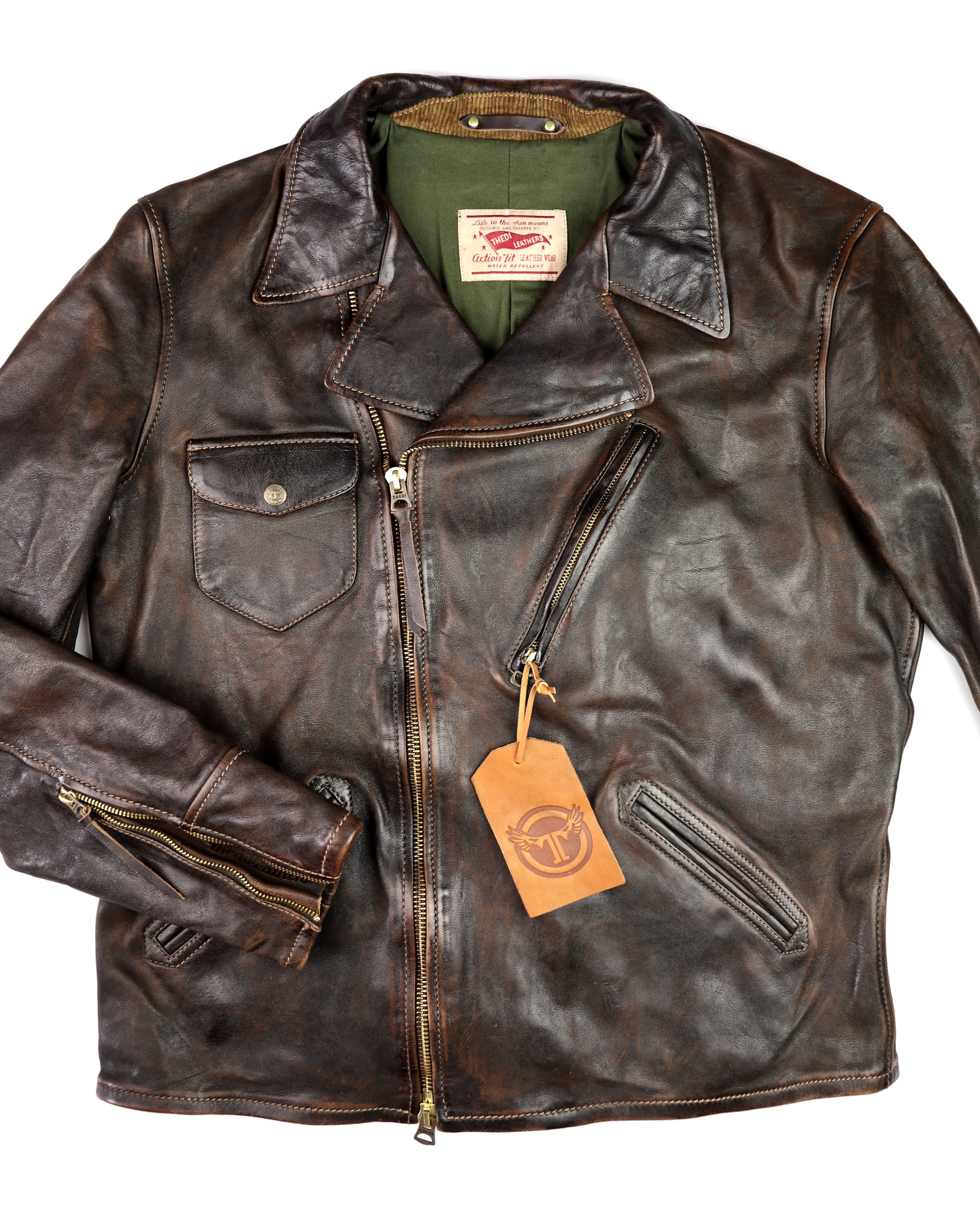 Thedi Evander Crosszip Half Belt, size 3XL, Chestnut Bruciato Horsehide