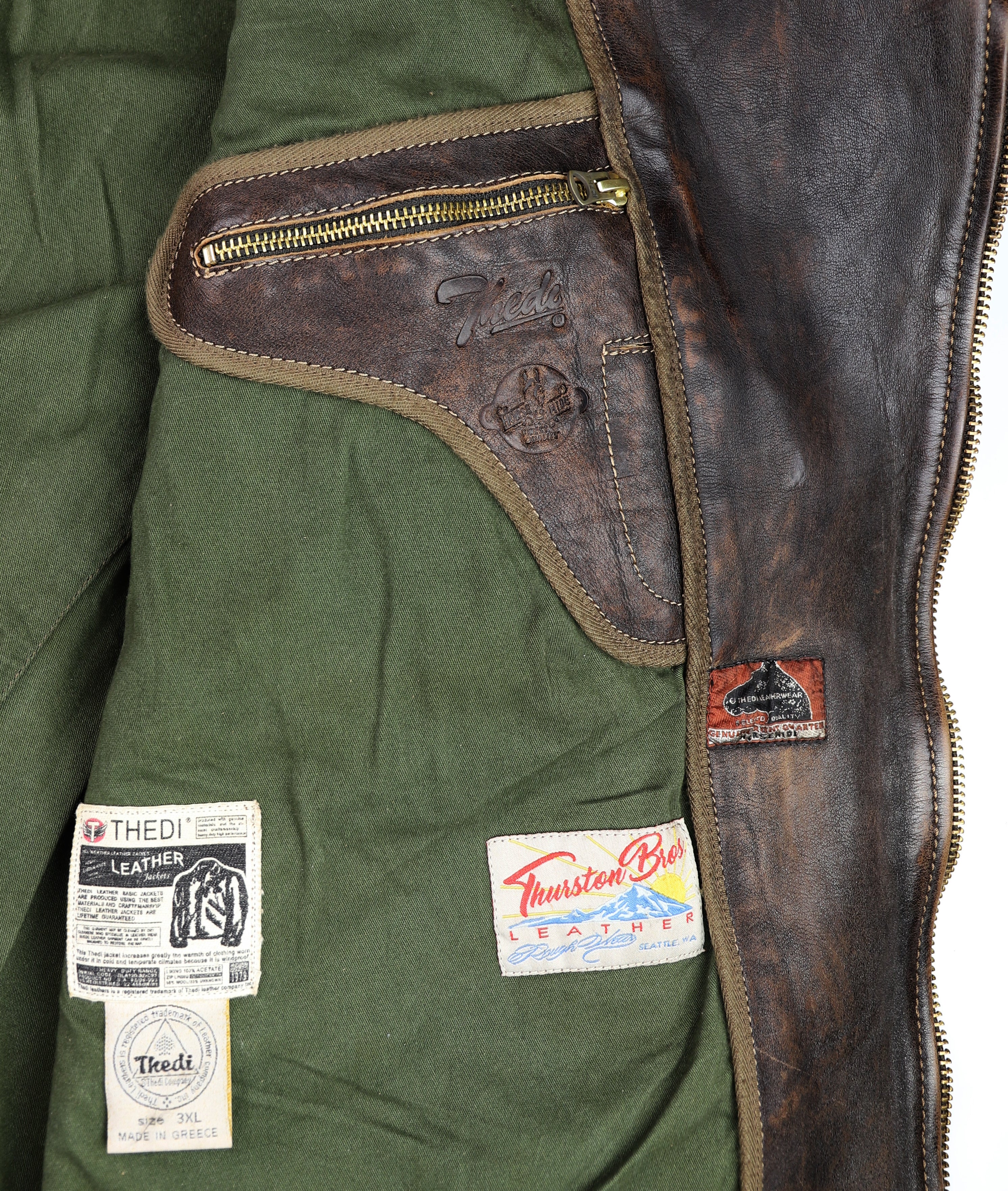 Thedi Evander Crosszip Half Belt, size 3XL, Chestnut Bruciato Horsehide