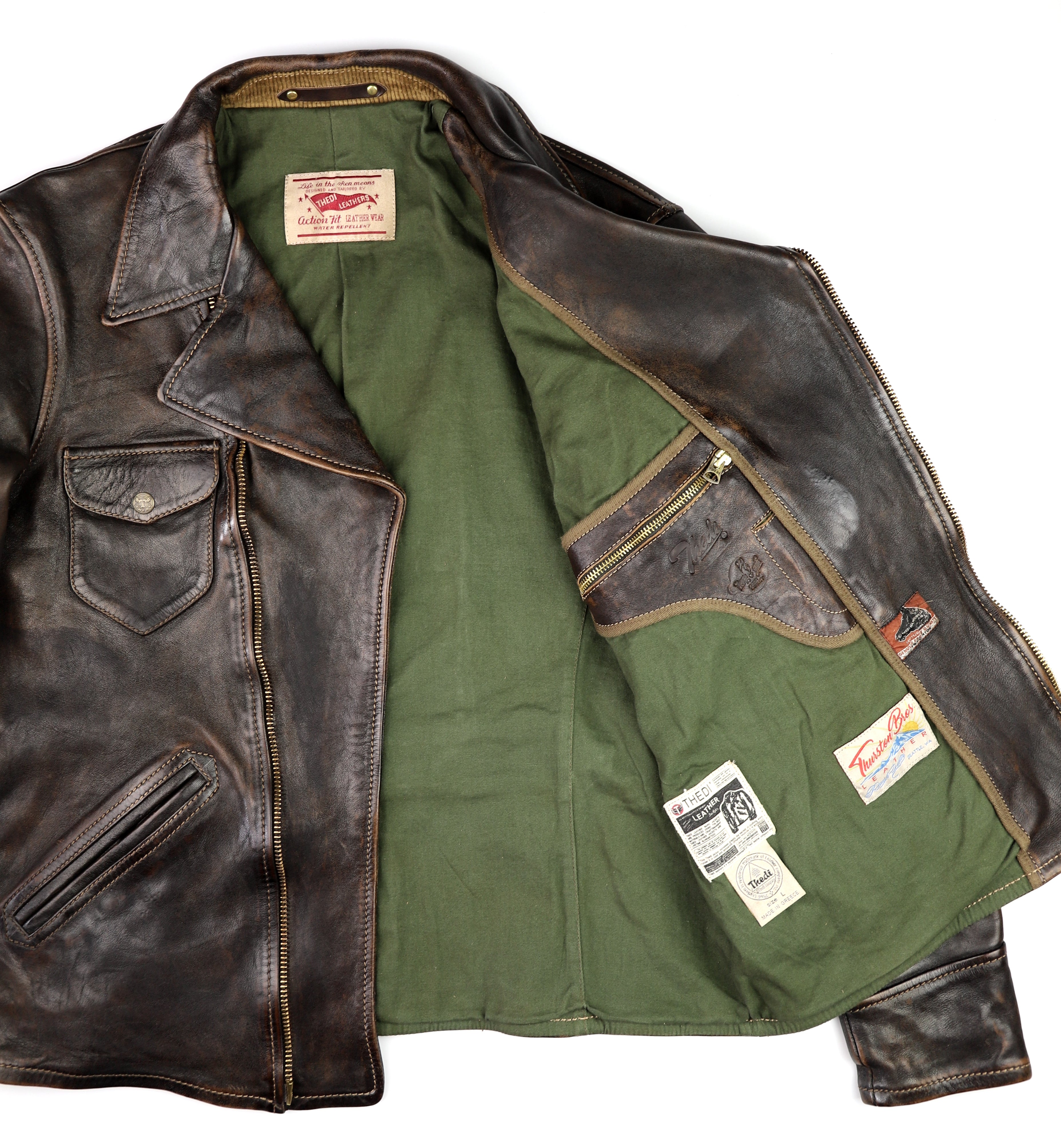 Thedi Evander Crosszip Half Belt, size Large, Chestnut Bruciato Horsehide