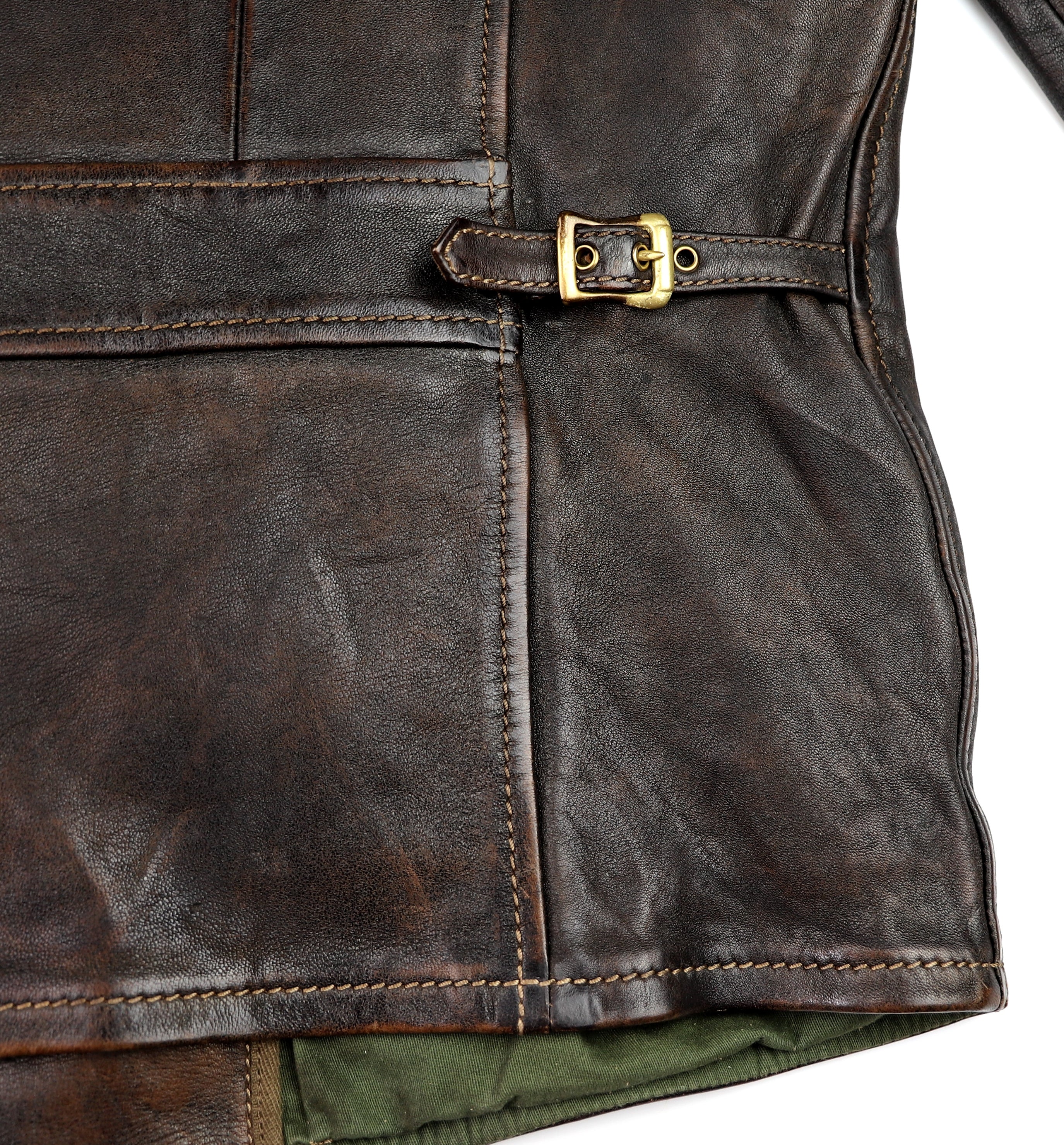 Thedi Evander Crosszip Half Belt, size Large, Chestnut Bruciato Horsehide