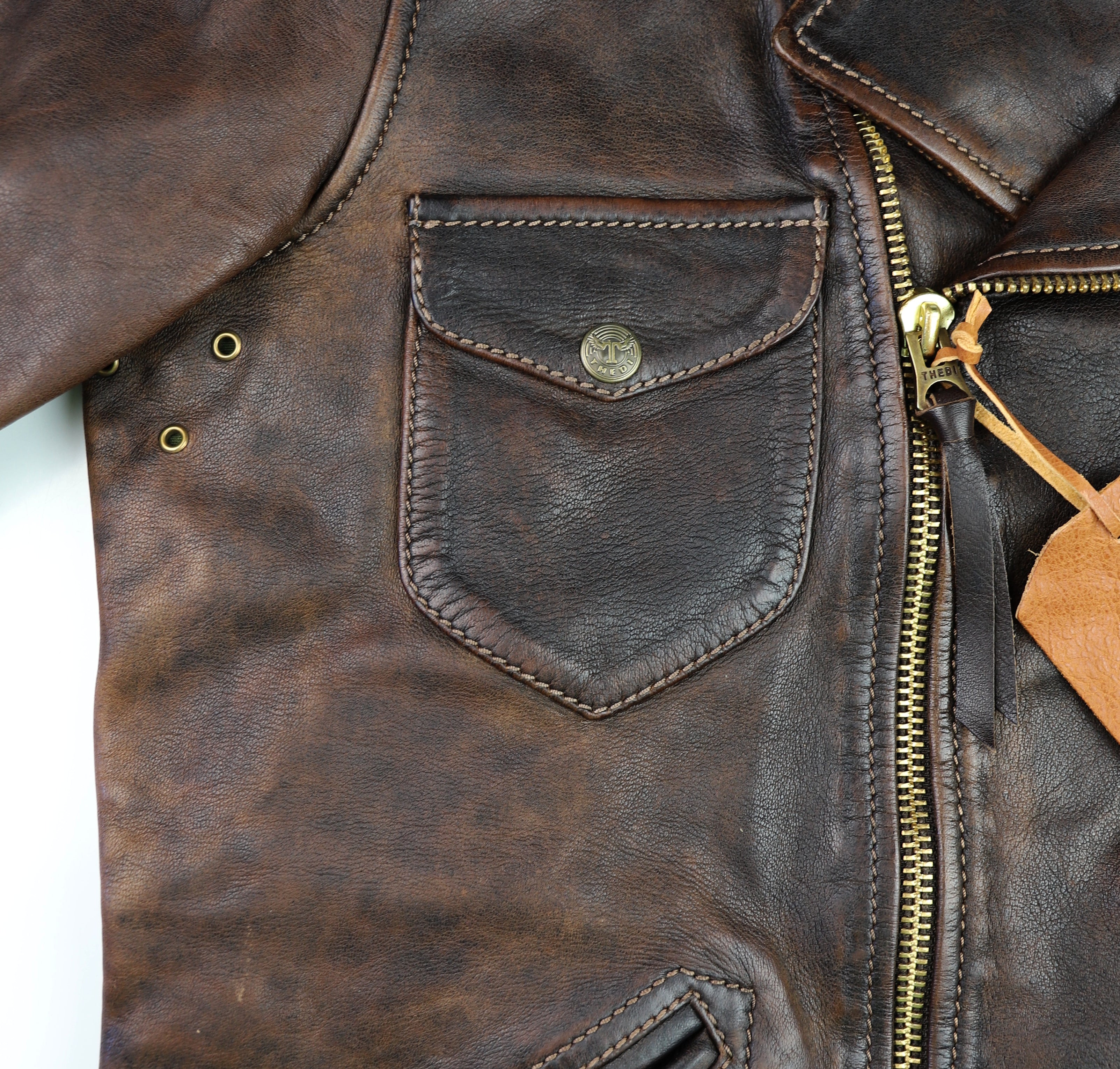 Thedi Evander Crosszip Half Belt, size Medium, Chestnut Bruciato Horsehide