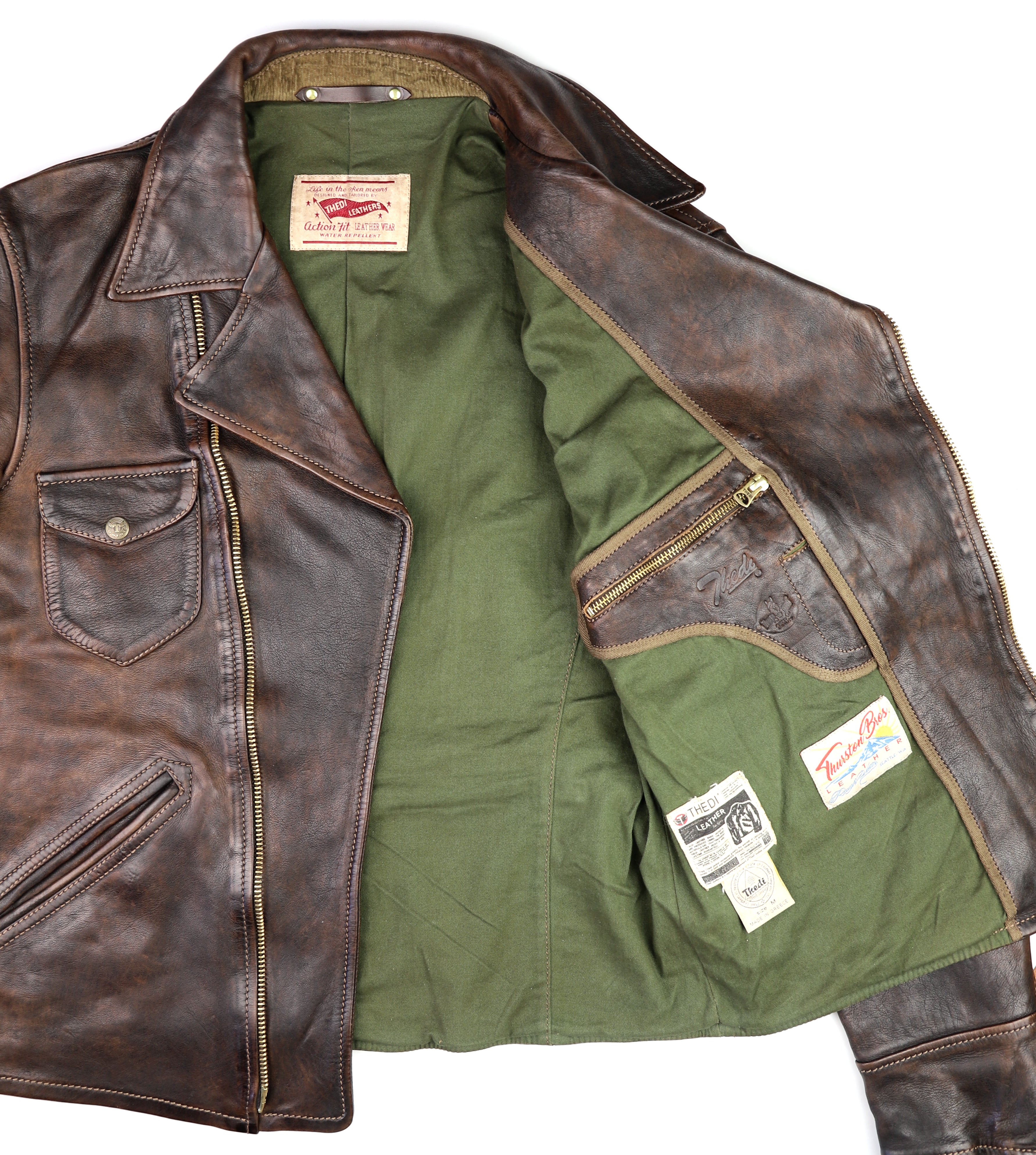 Thedi Evander Crosszip Half Belt, size Medium, Chestnut Bruciato Horsehide