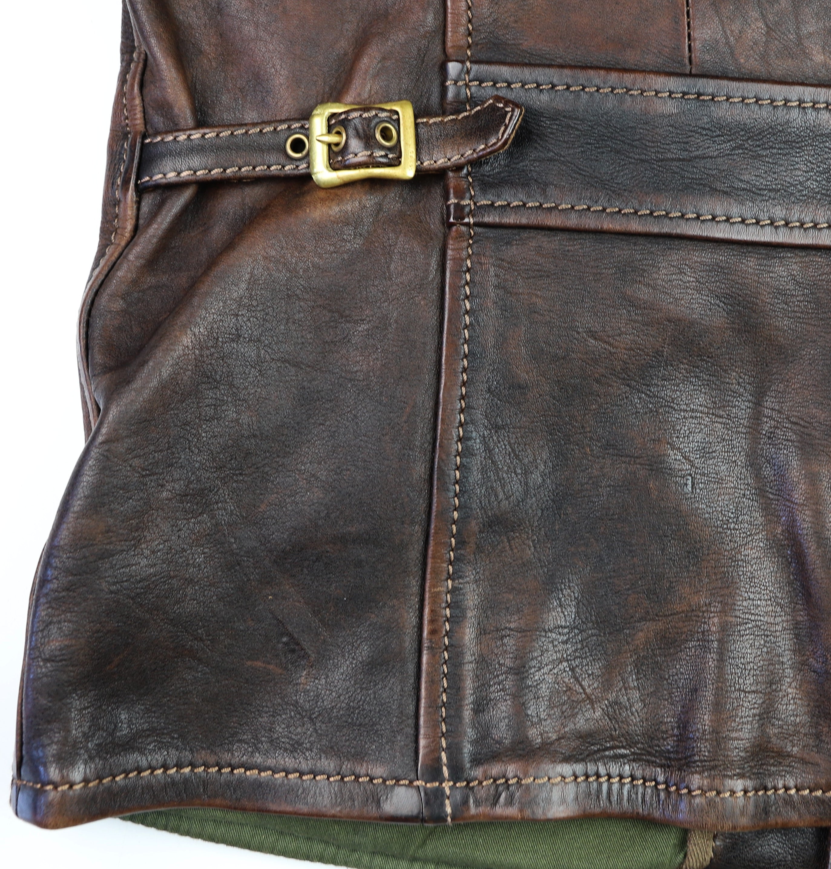 Thedi Evander Crosszip Half Belt, size Medium, Chestnut Bruciato Horsehide