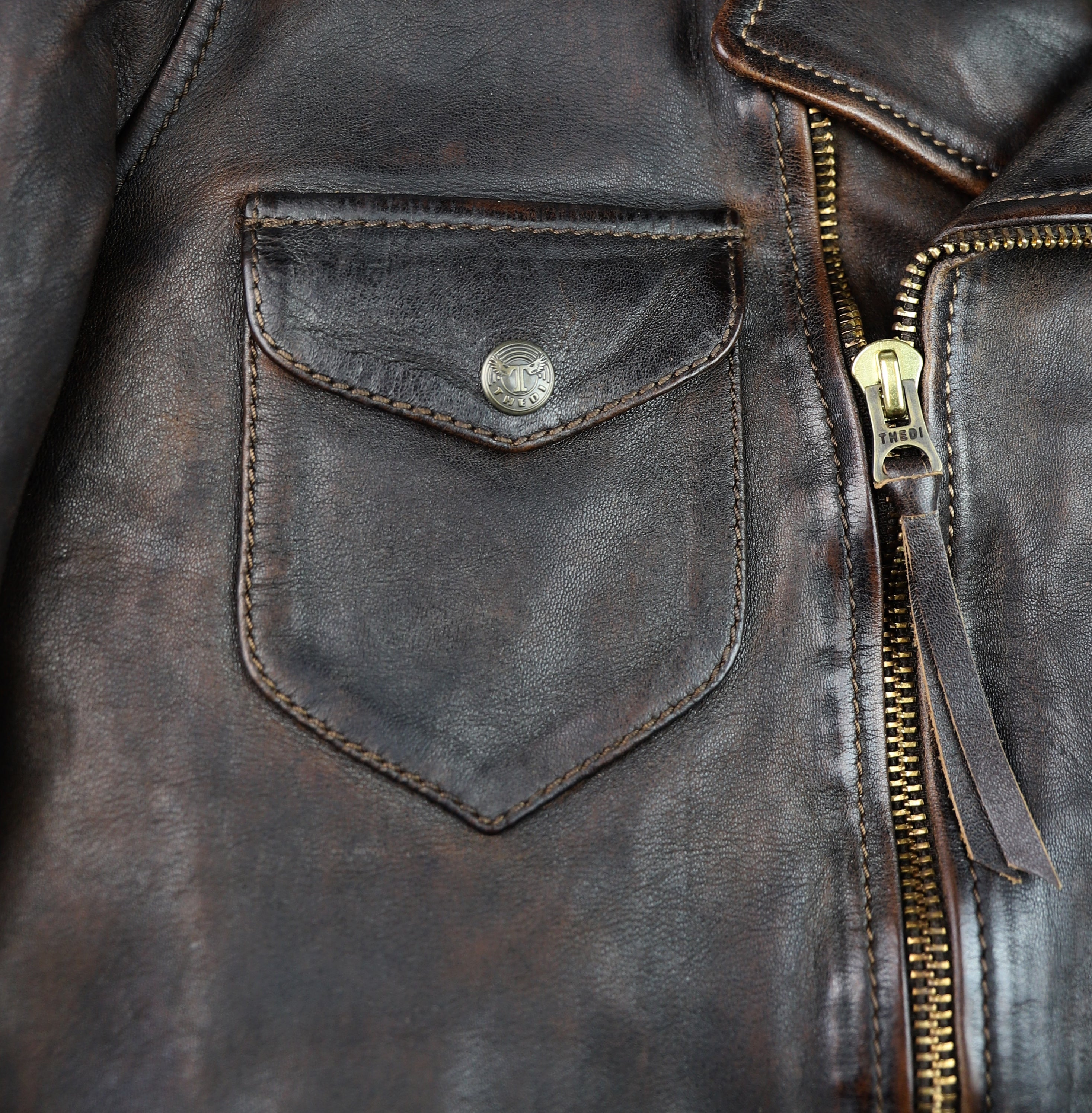 Thedi Evander Crosszip Half Belt, size XL, Chestnut Bruciato Horsehide