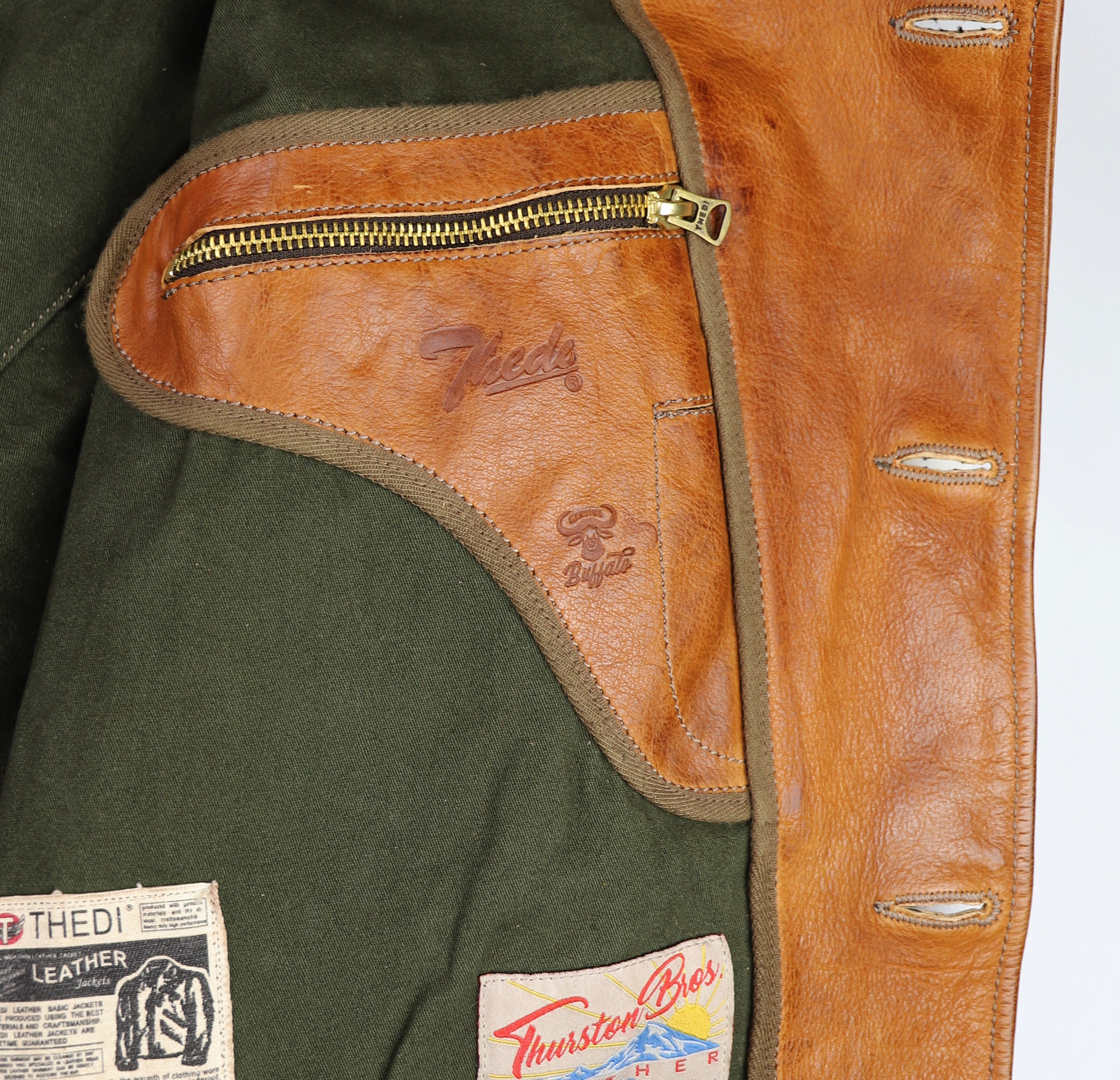 Thedi Hektor Half Belt, size Large, Cognac Buffalo