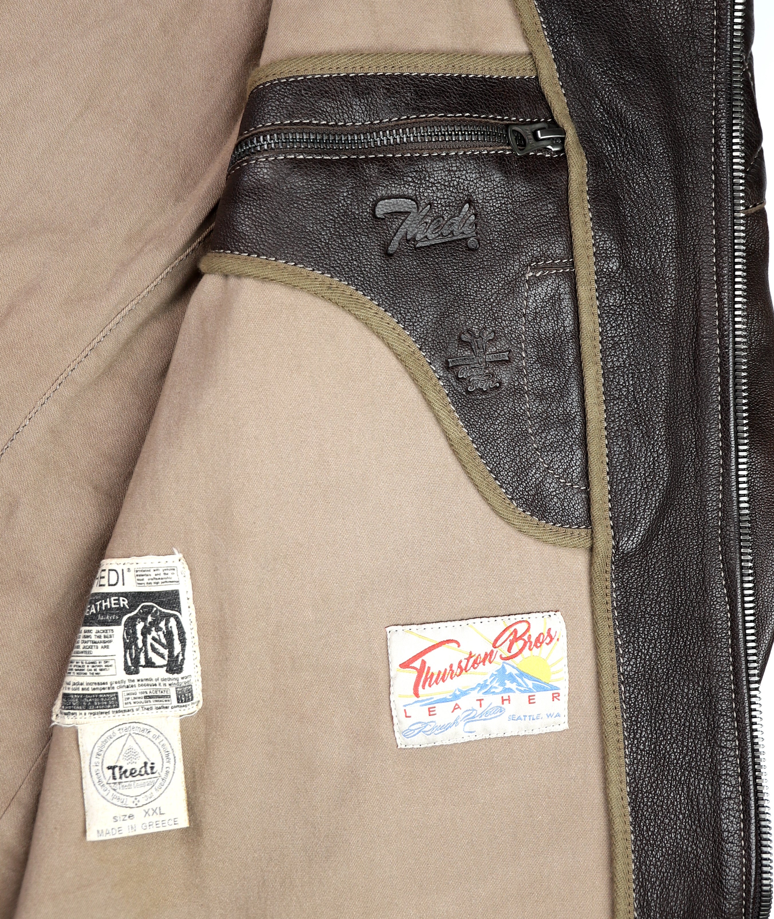 Thedi Maximos Cafe Racer, size 2XL, Brown Calabria Goatskin