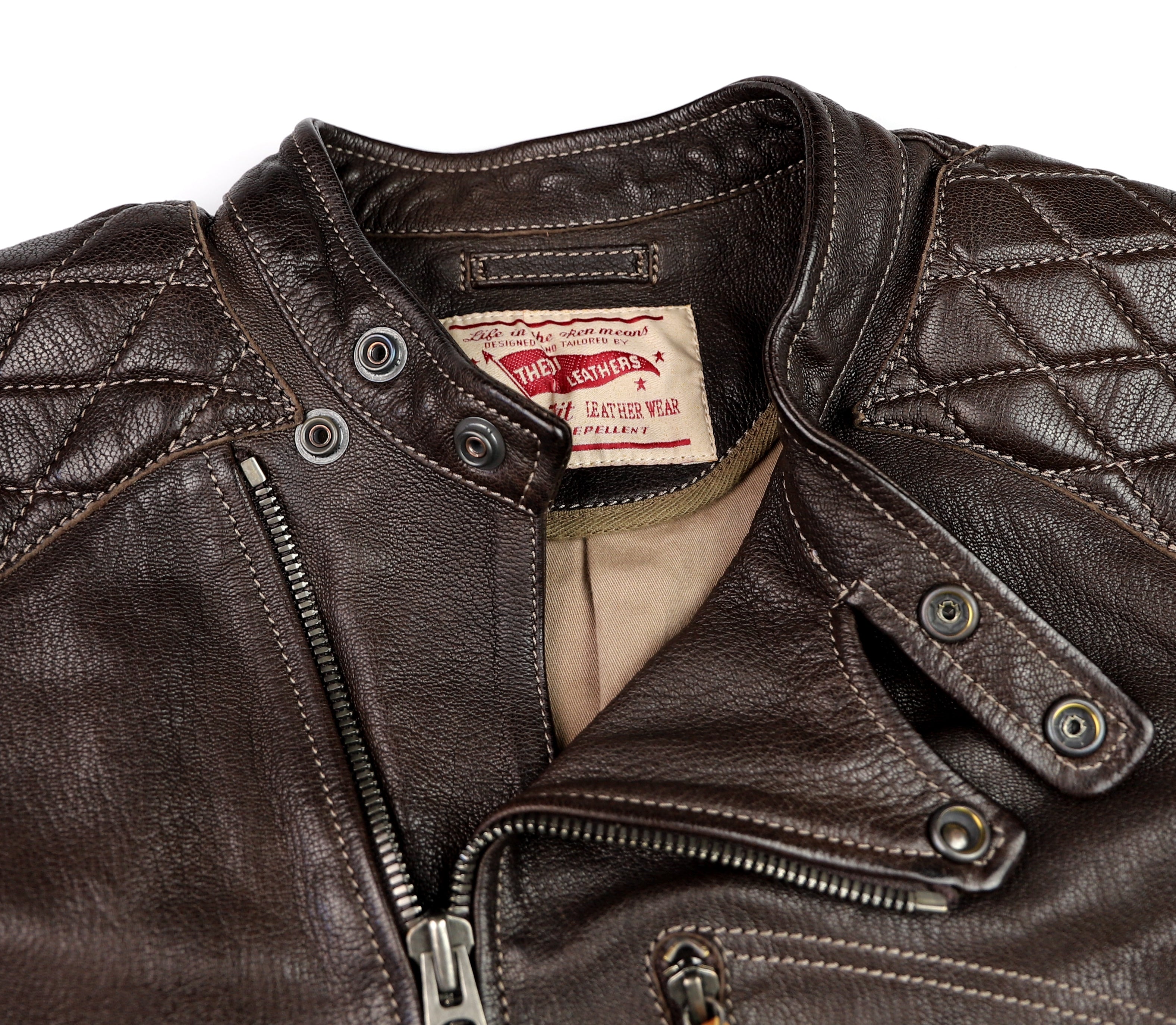 Thedi Maximos Cafe Racer, size 2XL, Brown Calabria Goatskin