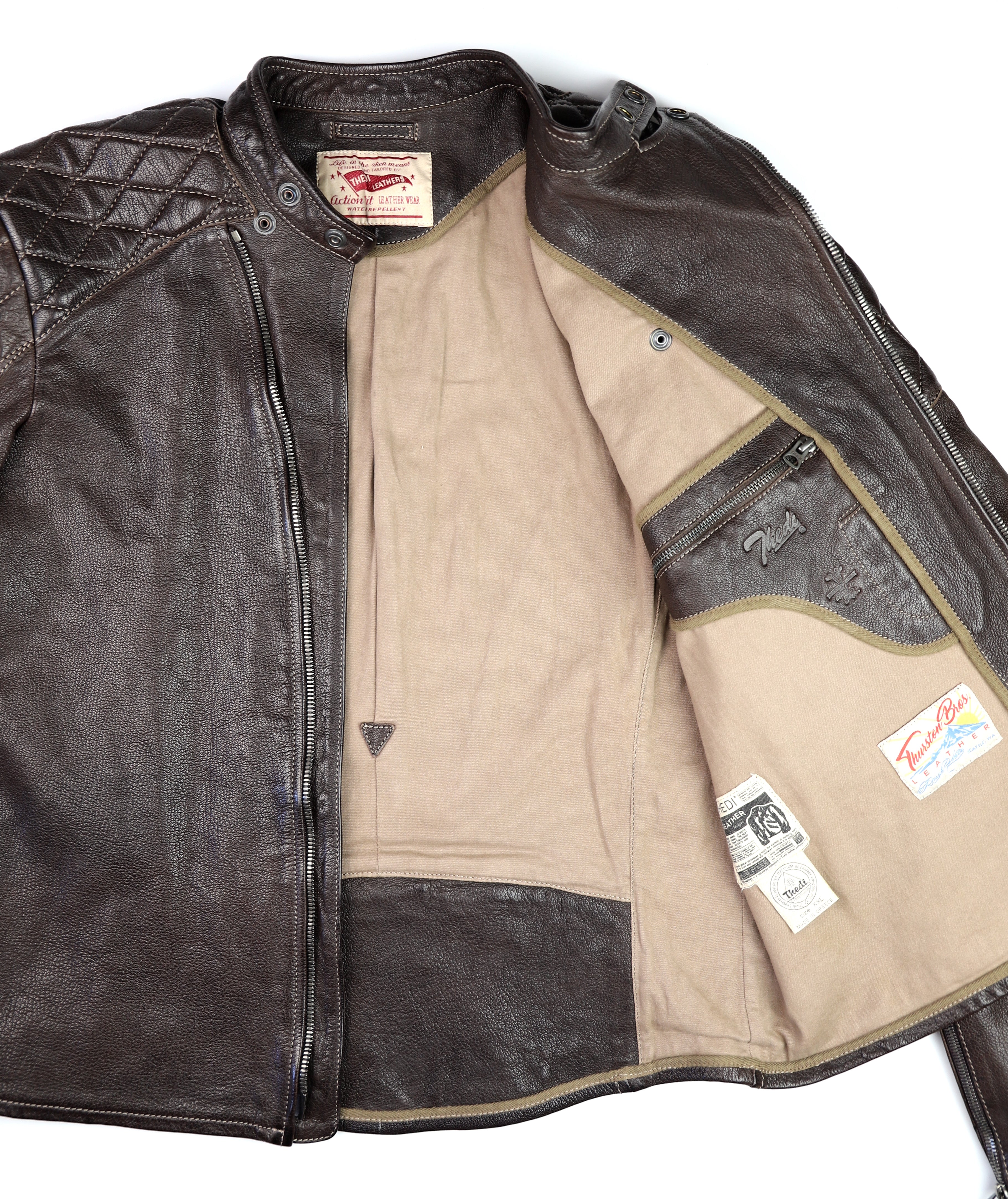 Thedi Maximos Cafe Racer, size 2XL, Brown Calabria Goatskin
