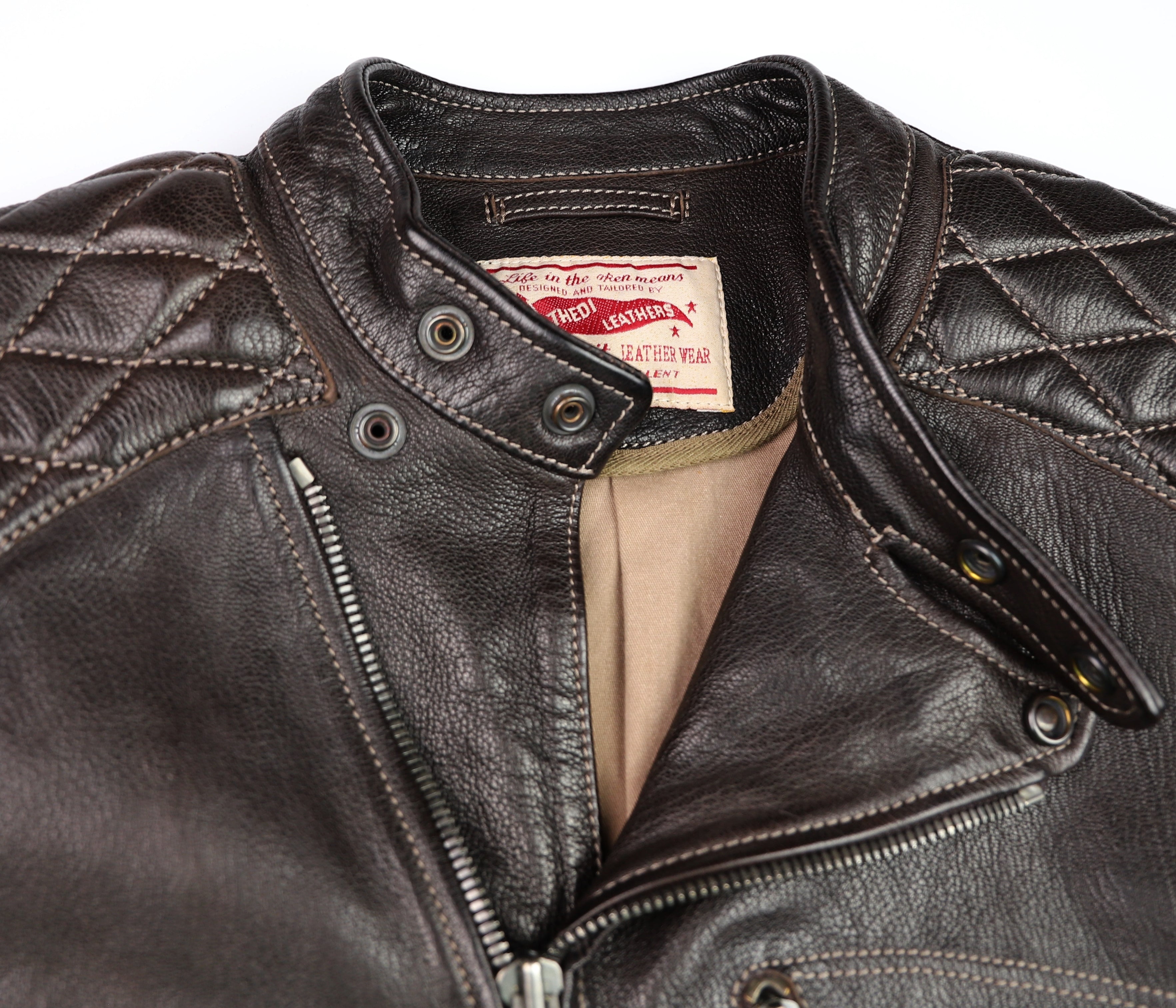 Thedi Maximos Cafe Racer, size XL/Long, Brown Calabria Goatskin, Like New