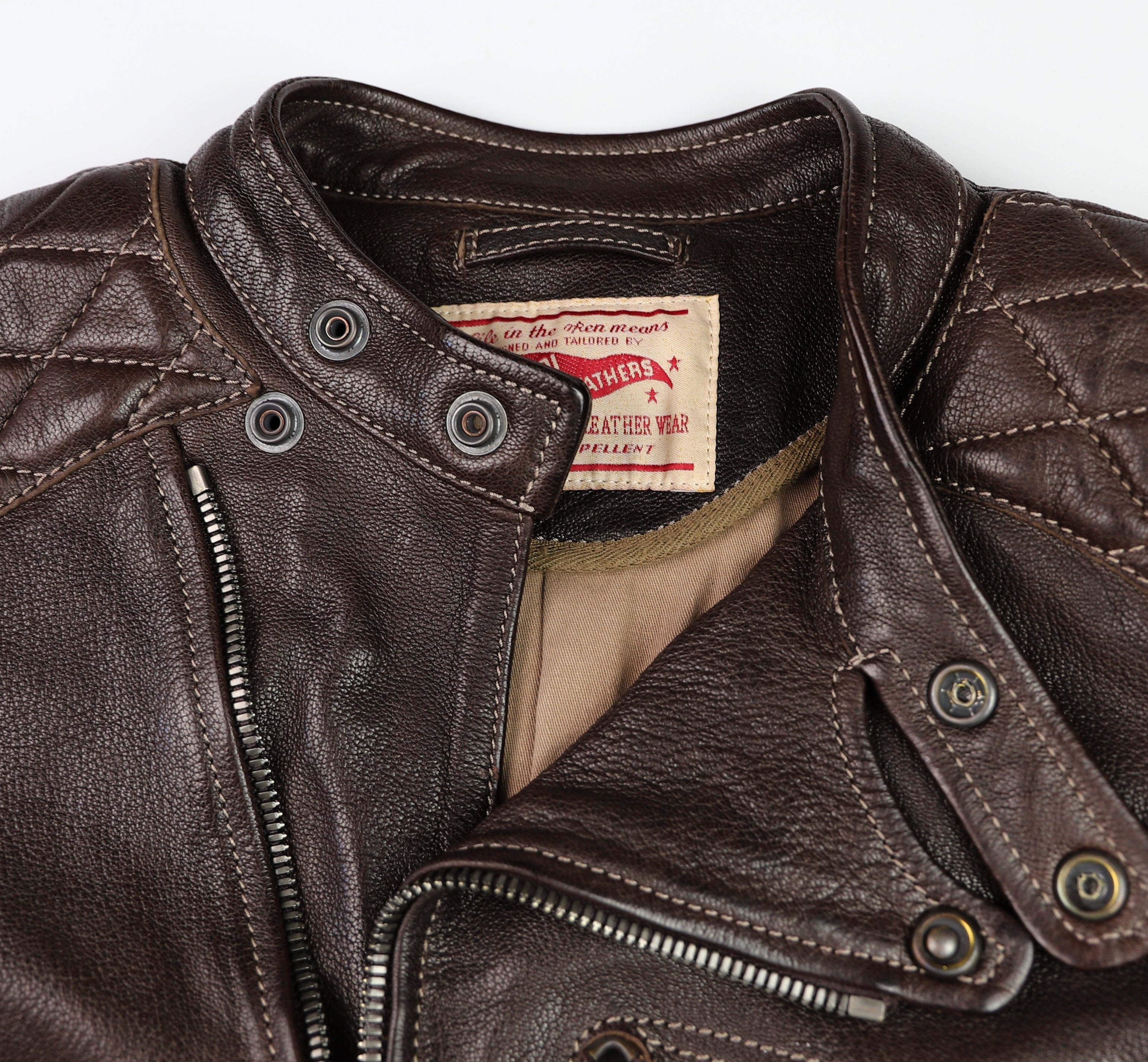 Thedi Maximos Cafe Racer, size Large, Brown Calabria Goatskin