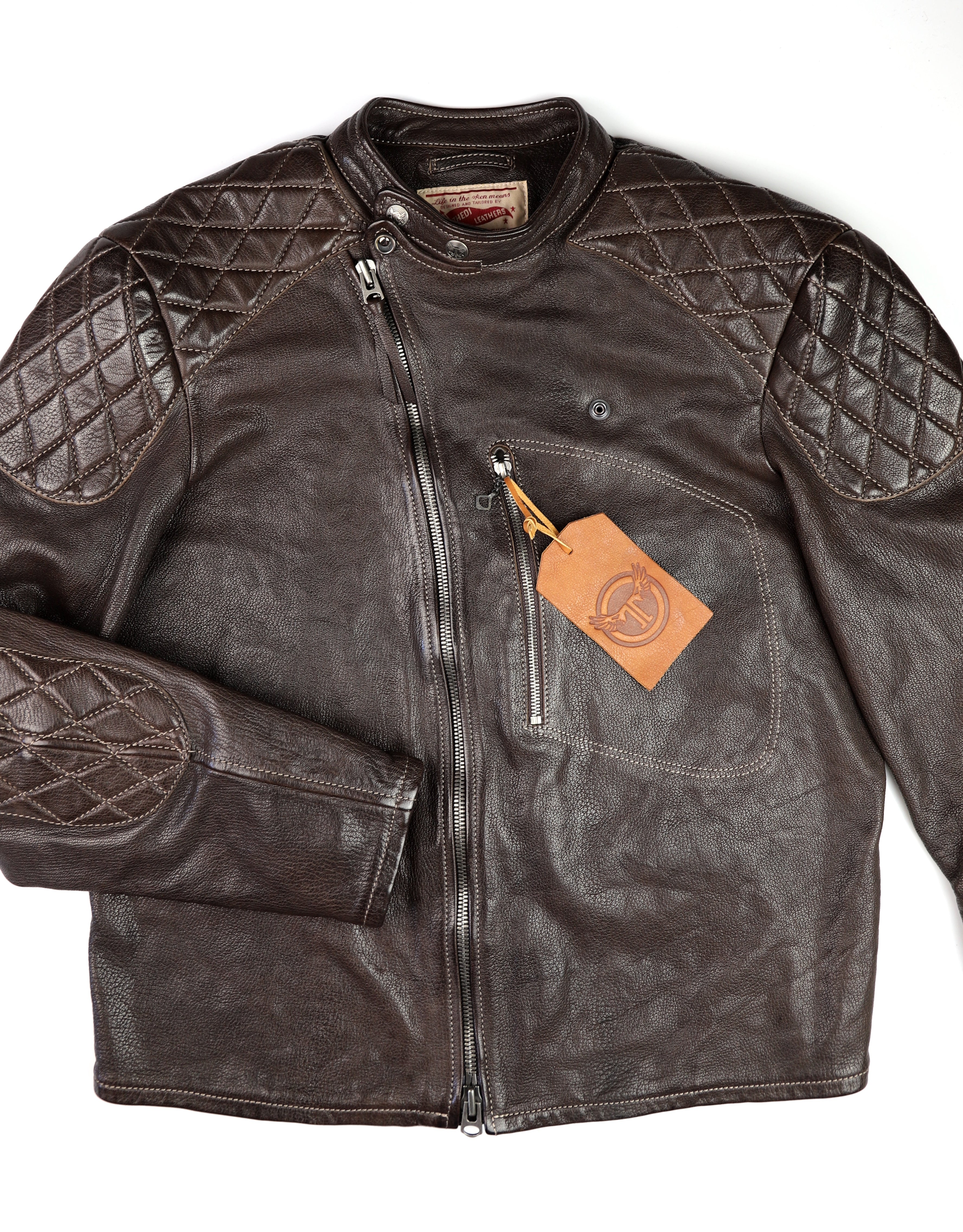 Thedi Maximos Cafe Racer, size Large, Brown Calabria Goatskin
