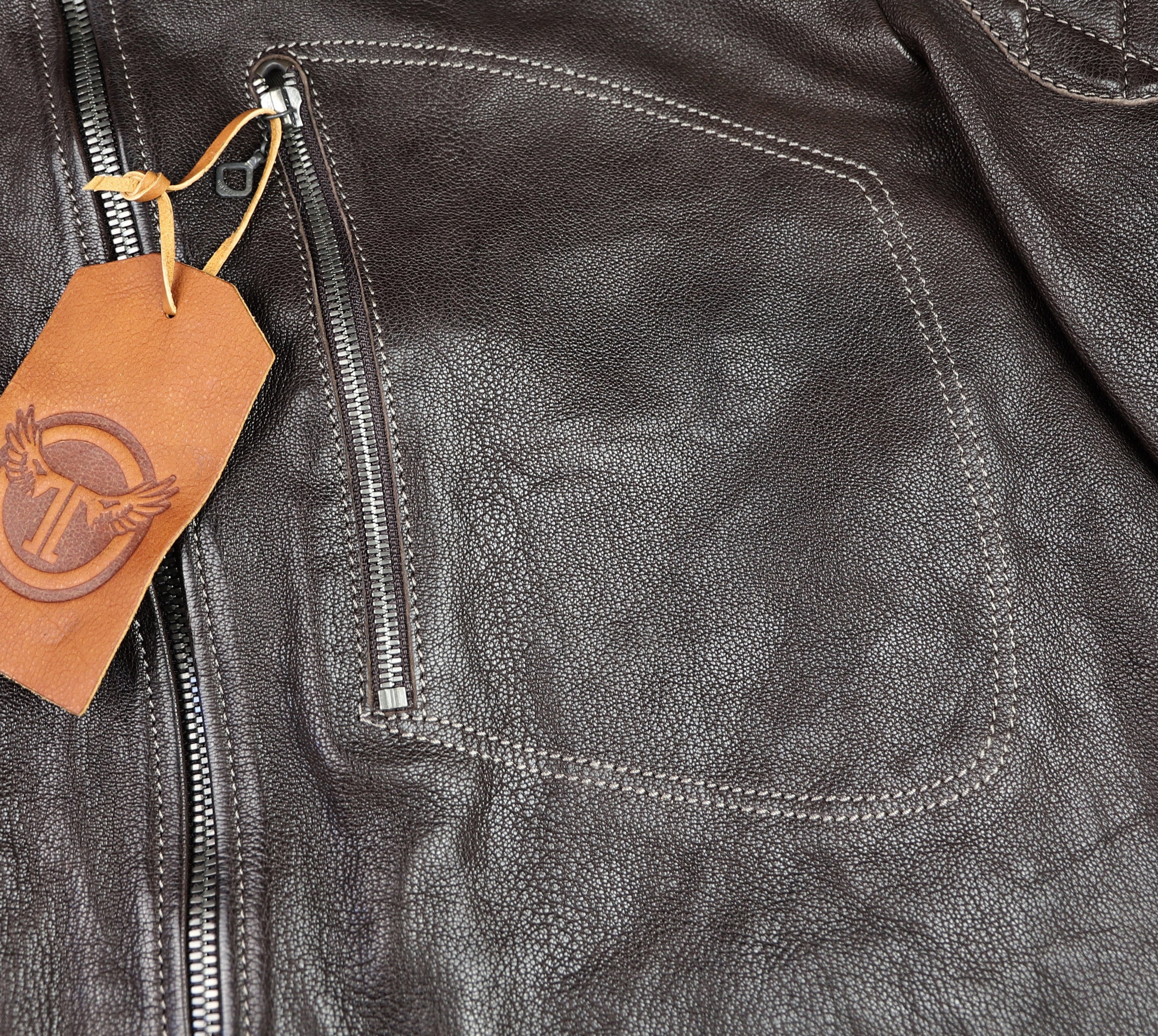 Thedi Maximos Cafe Racer, size Large, Brown Calabria Goatskin