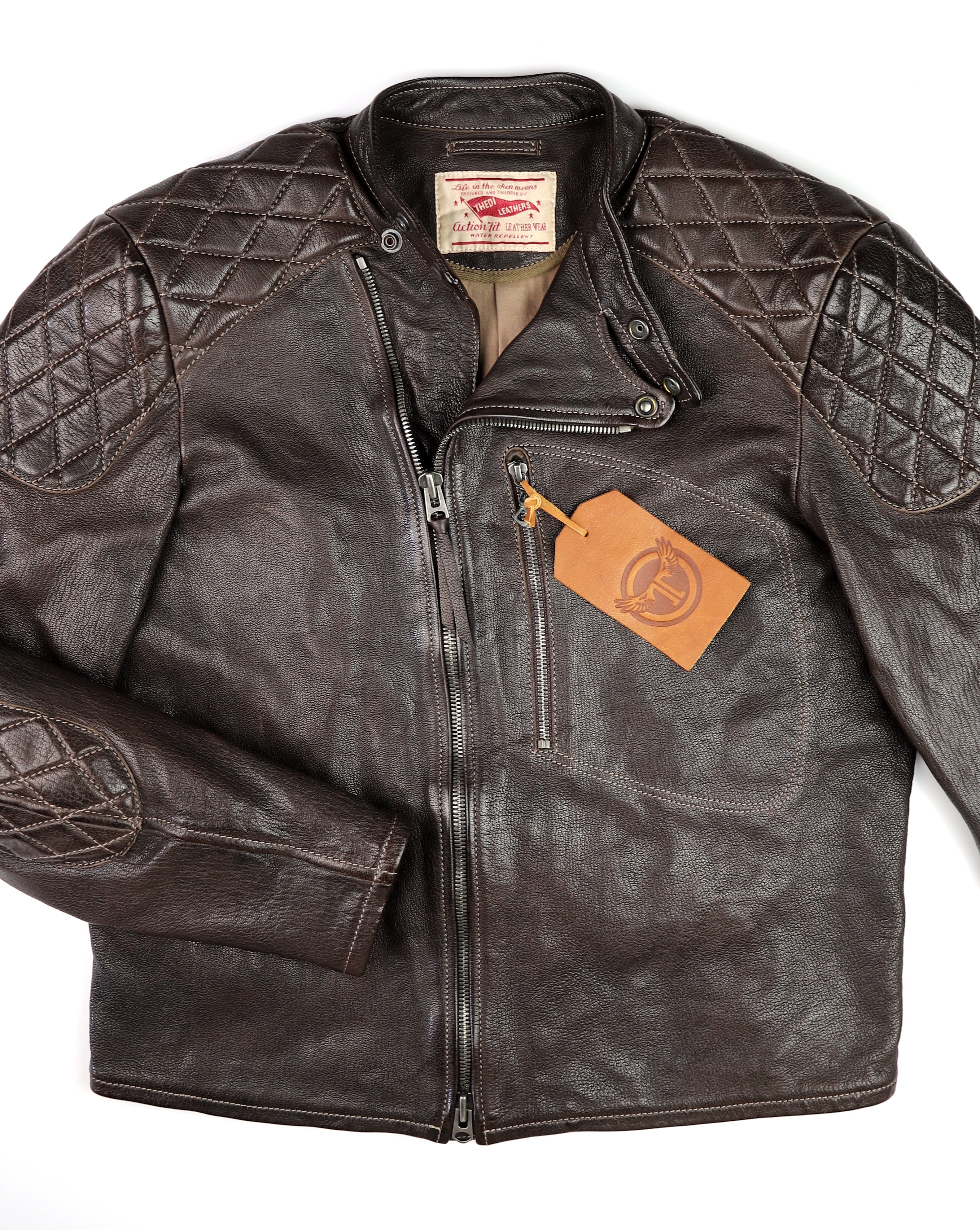 Thedi Maximos Cafe Racer, size Medium, Brown Calabria Goatskin