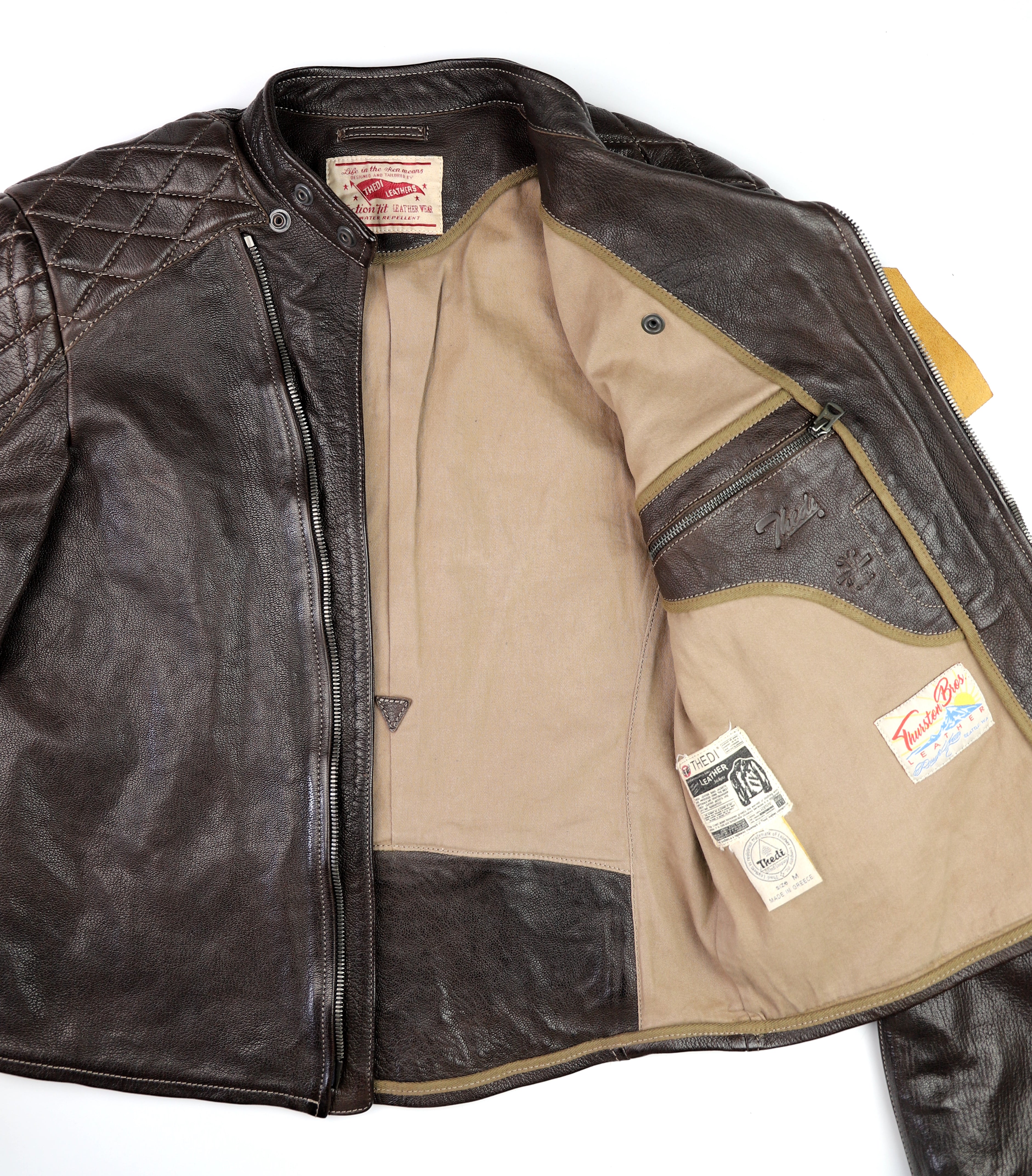 Thedi Maximos Cafe Racer, size Medium, Brown Calabria Goatskin