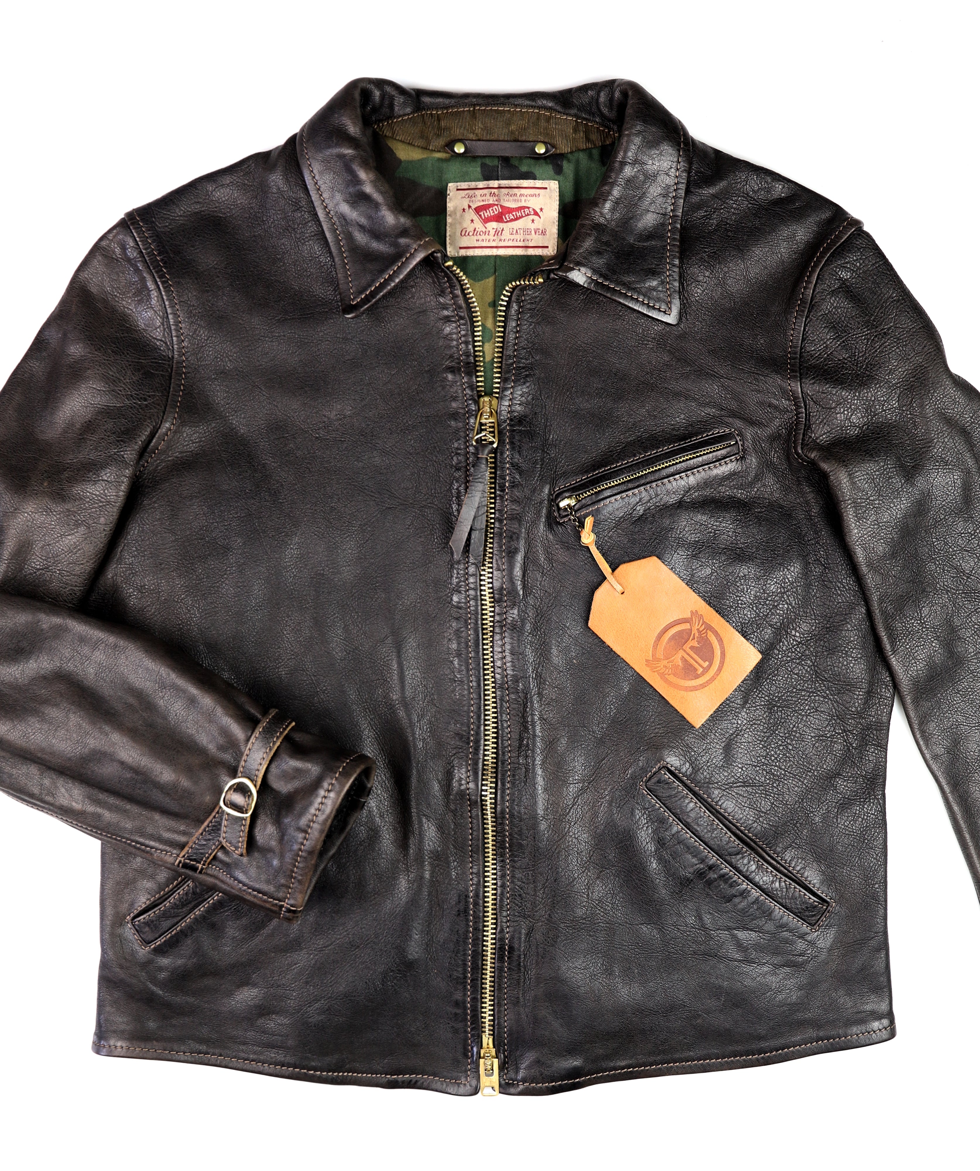 Thedi Memphis Jacket, size 2XL, Black Teacore Bruciato Horsehide