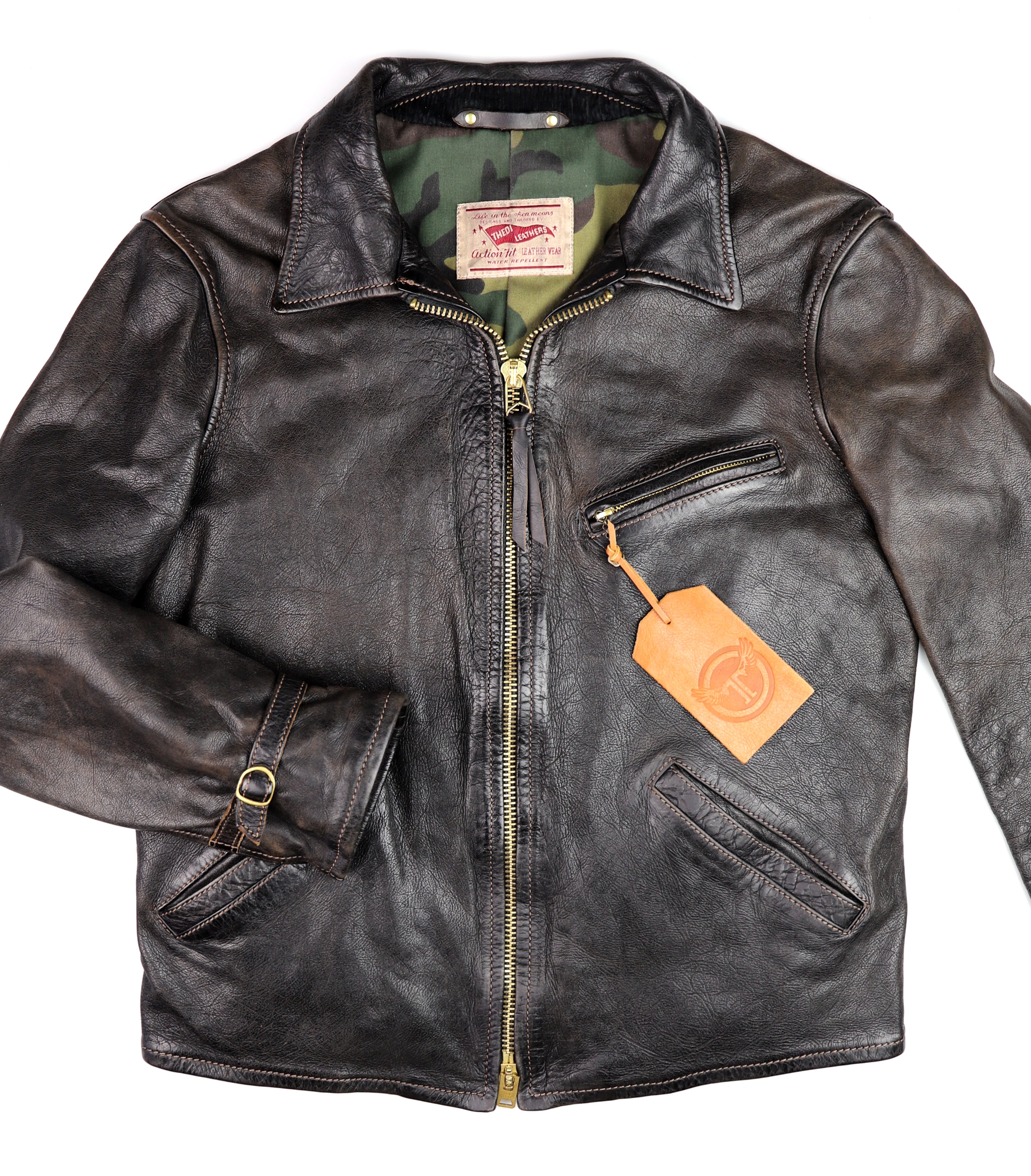 Thedi Memphis Jacket, size Large, Black Teacore Bruciato Horsehide
