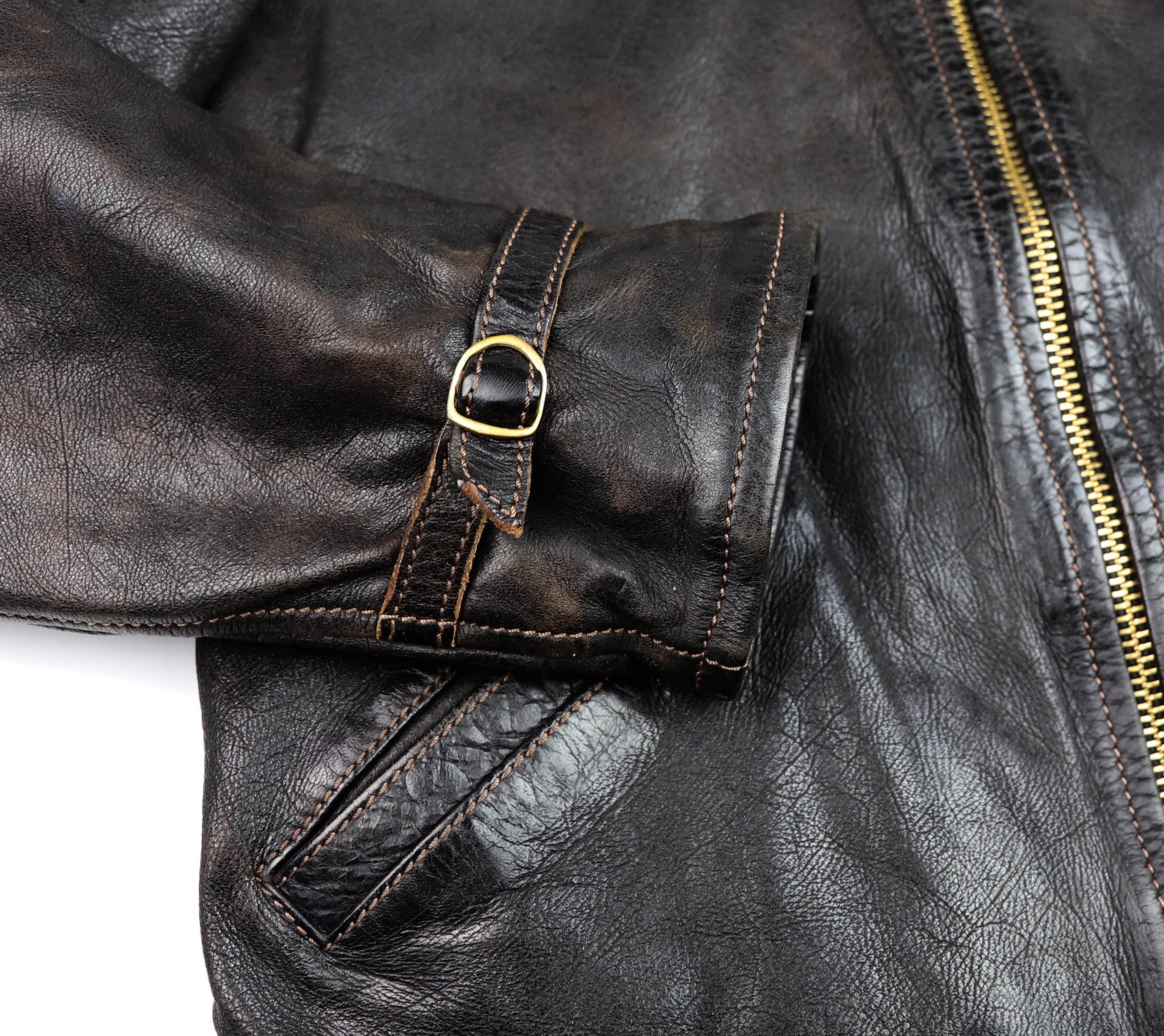 Thedi Memphis Jacket, size Large, Black Teacore Bruciato Horsehide
