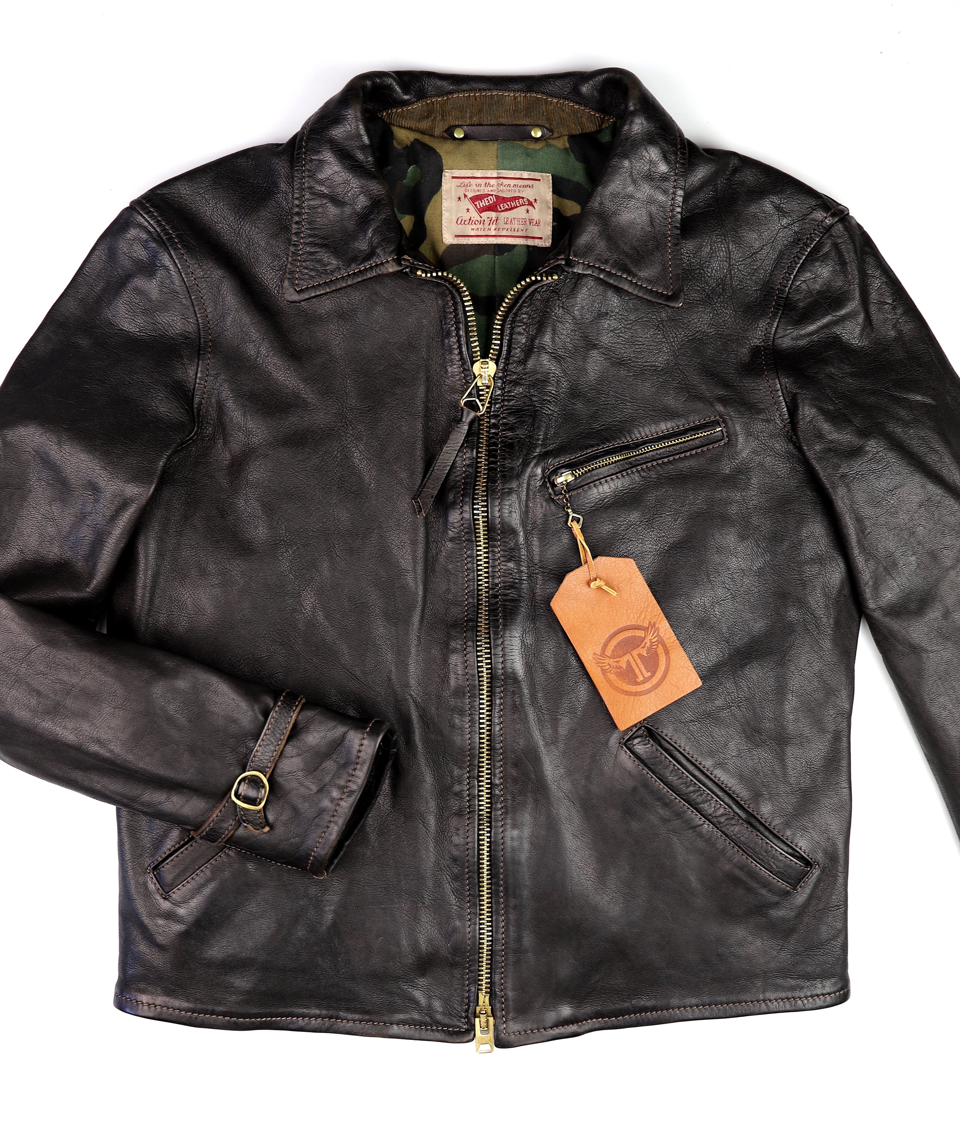 Thedi Memphis Jacket, size XL, Black Teacore Bruciato Horsehide