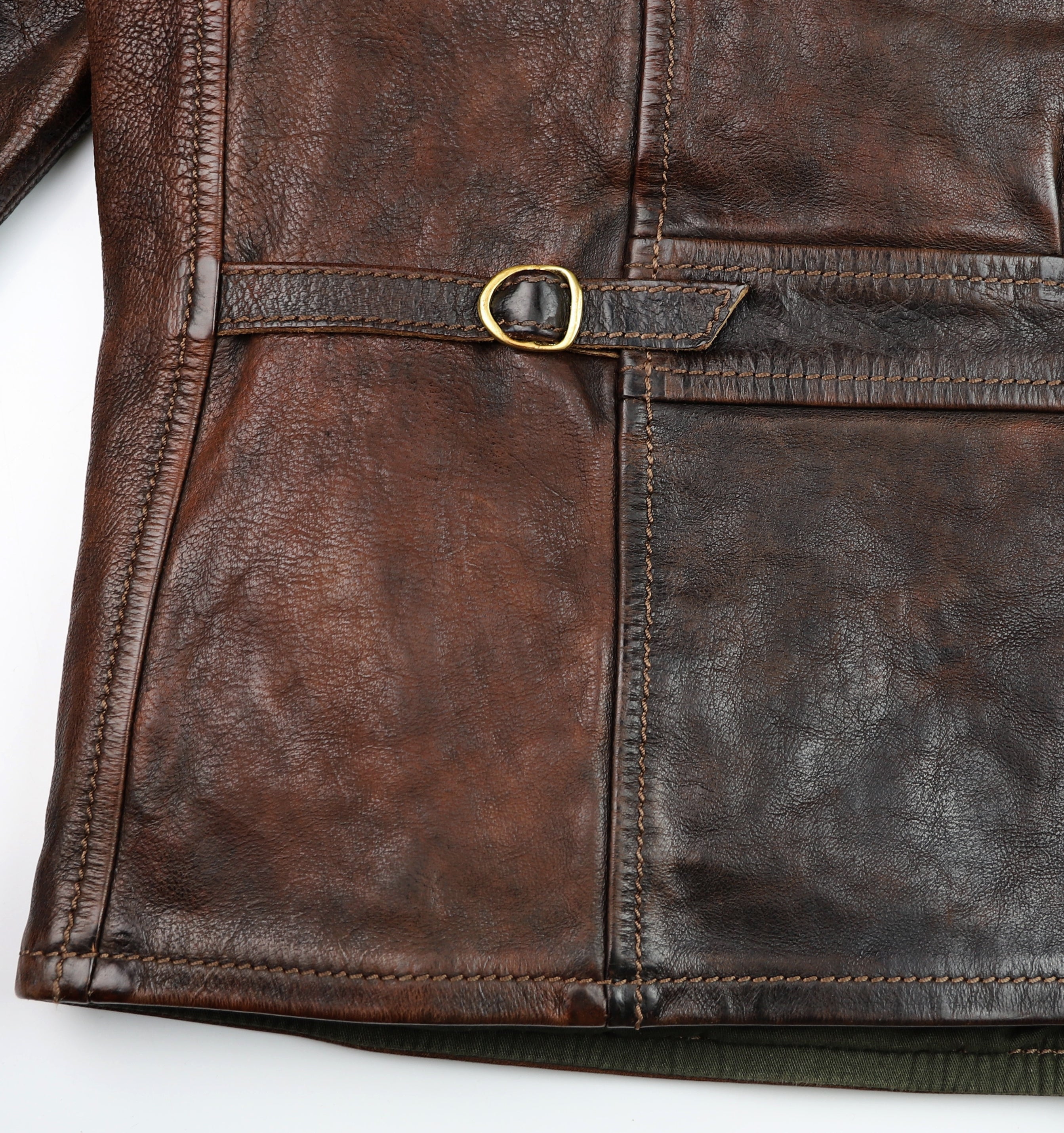 Thedi Memphis Half Belt, size 5XL, Hand Dyed Cocoa Buffalo