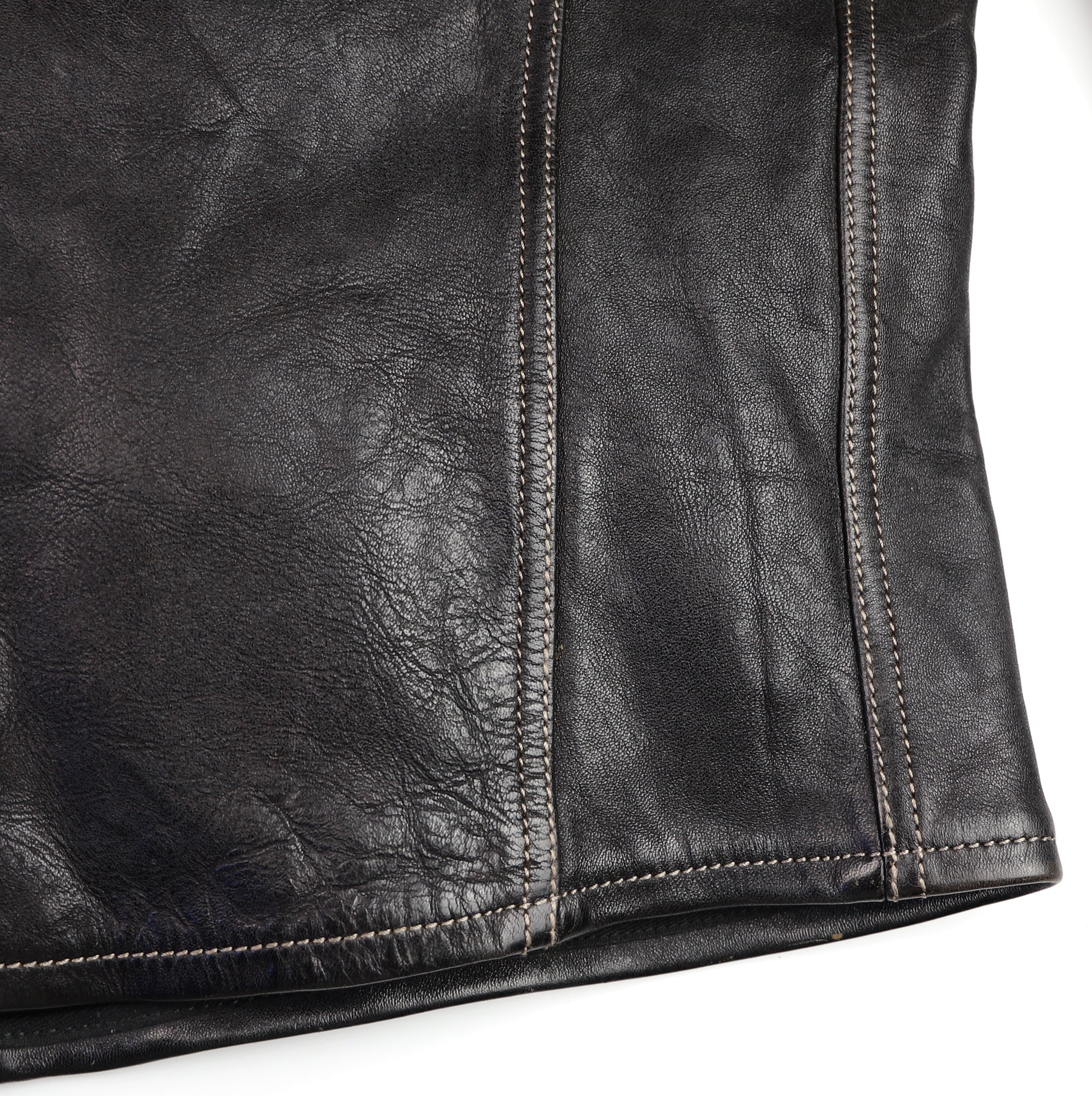 Thedi Phenix Cafe Racer Jacket, size Large, Black Teacore Bruciato Horsehide