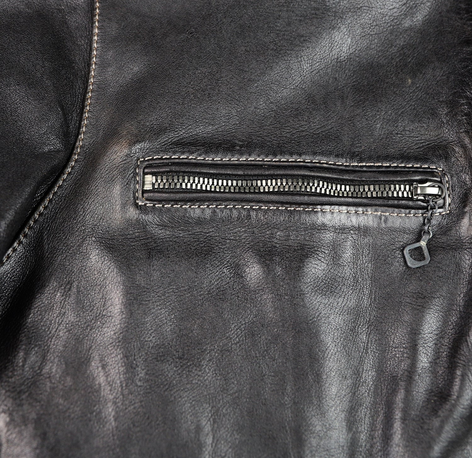 Thedi Phenix Cafe Racer Jacket, size Medium, Black Teacore Bruciato Horsehide
