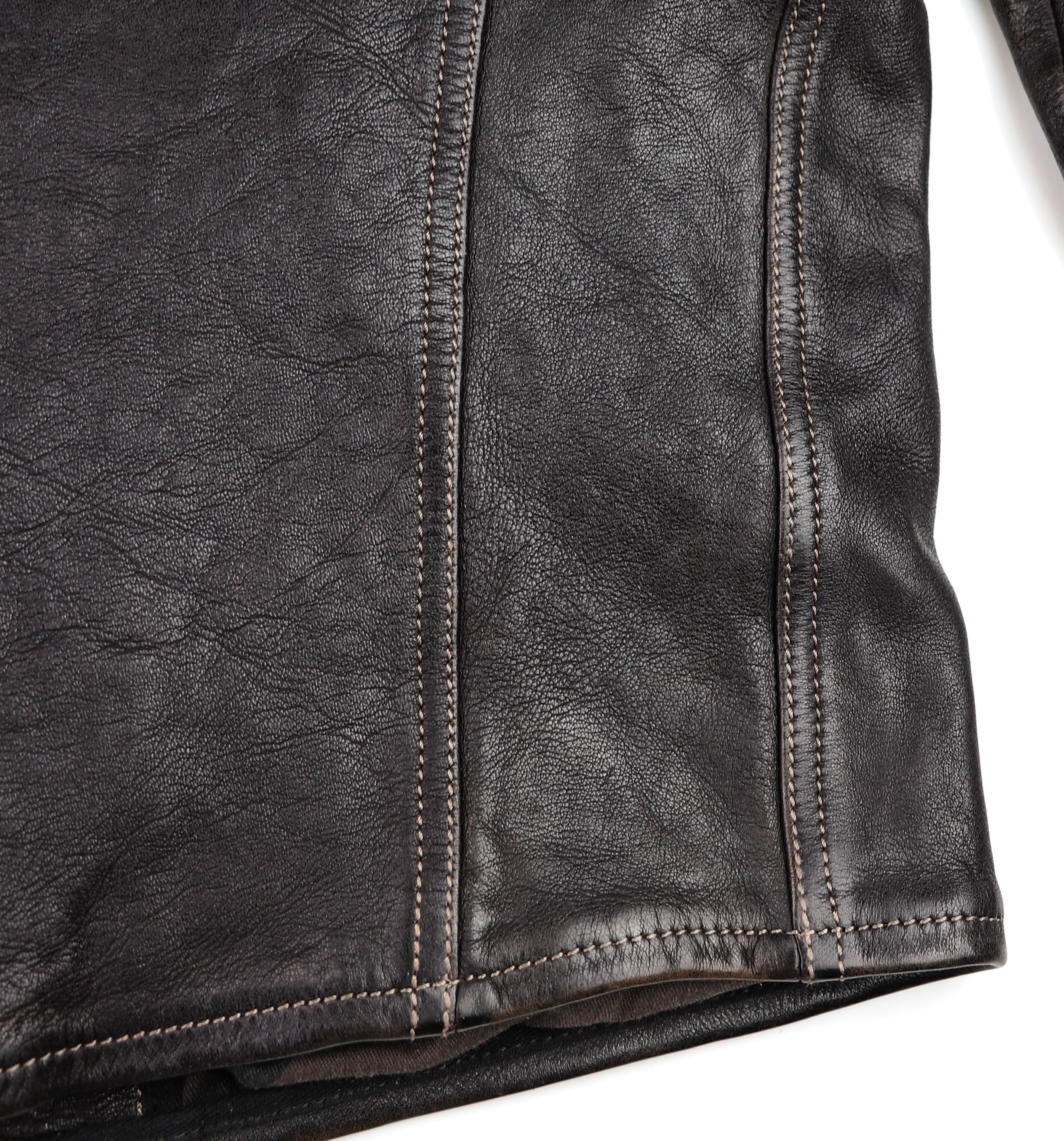 Thedi Phenix Cafe Racer Jacket, size Medium, Black Teacore Bruciato Horsehide