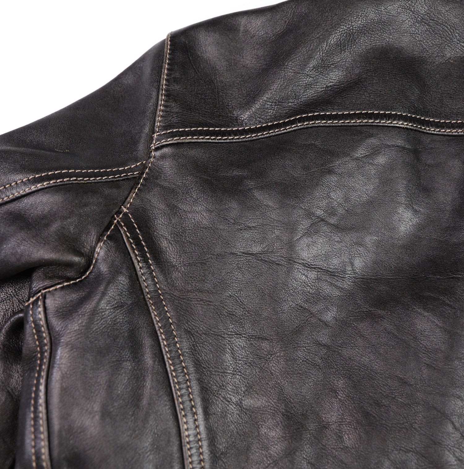 Thedi Phenix Cafe Racer Jacket, size Medium, Black Teacore Bruciato Horsehide