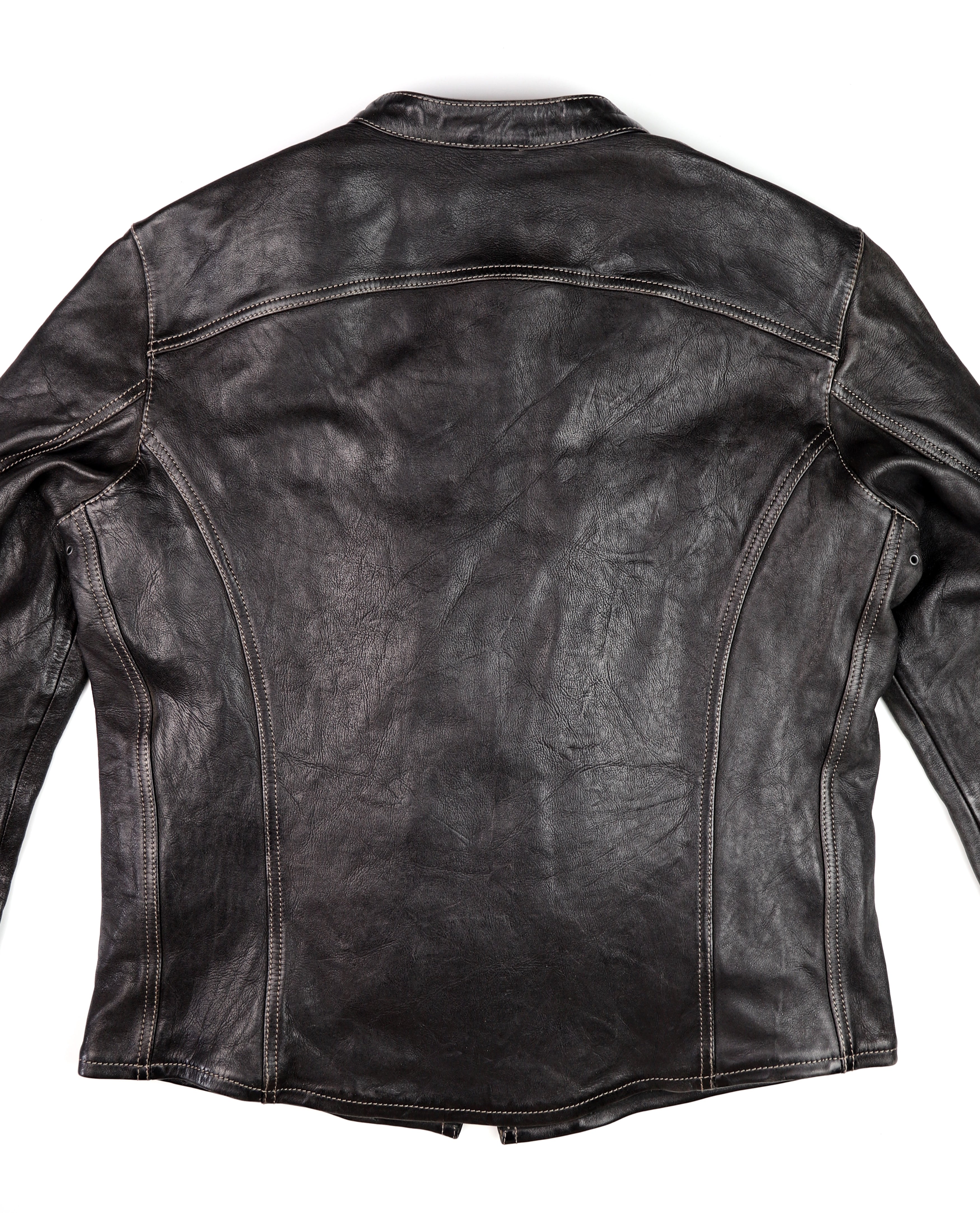 Thedi Phenix Cafe Racer Jacket, size XL, Black Teacore Bruciato Horsehide