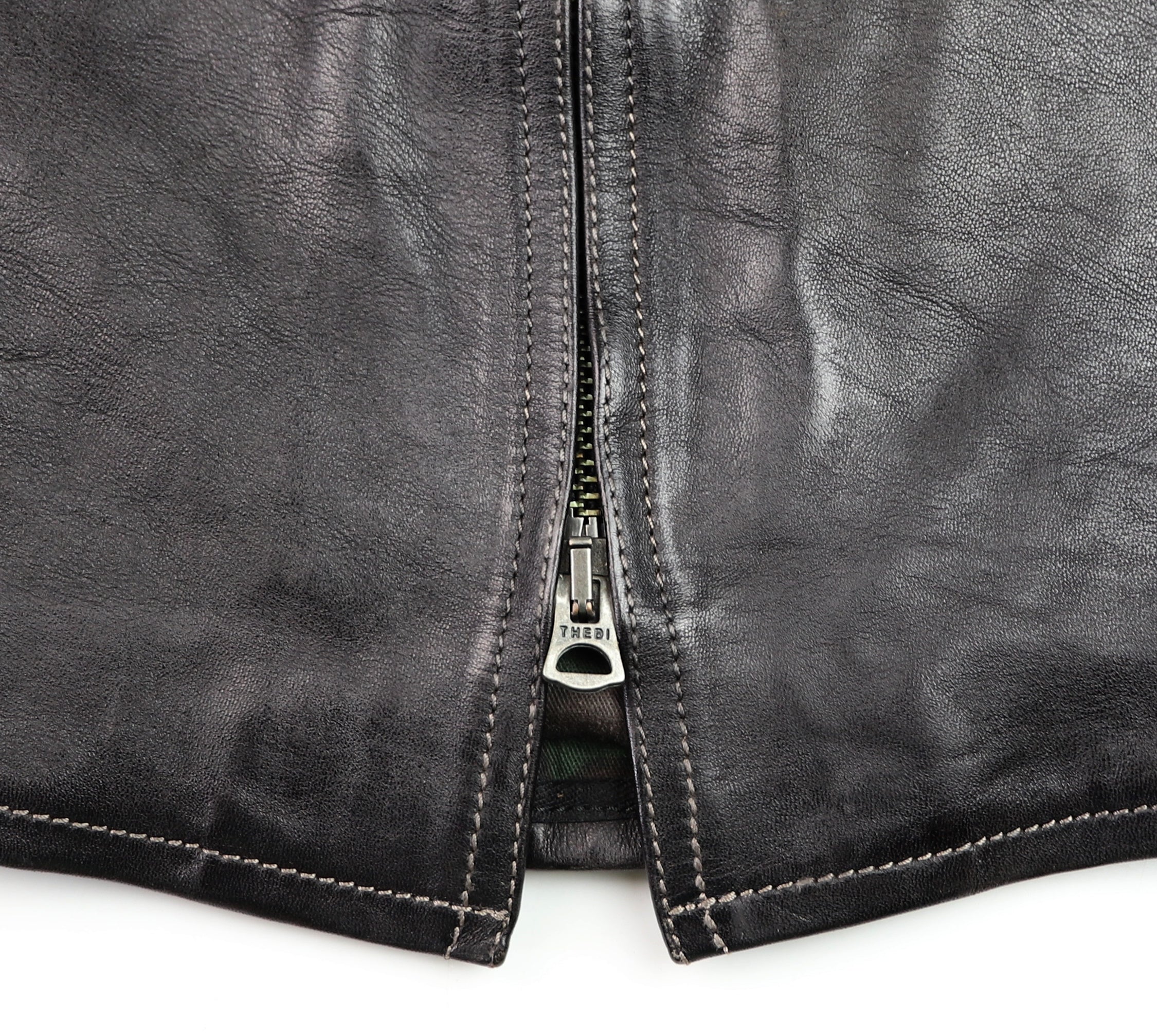 Thedi Phenix Cafe Racer Jacket, size XL, Black Teacore Bruciato Horsehide