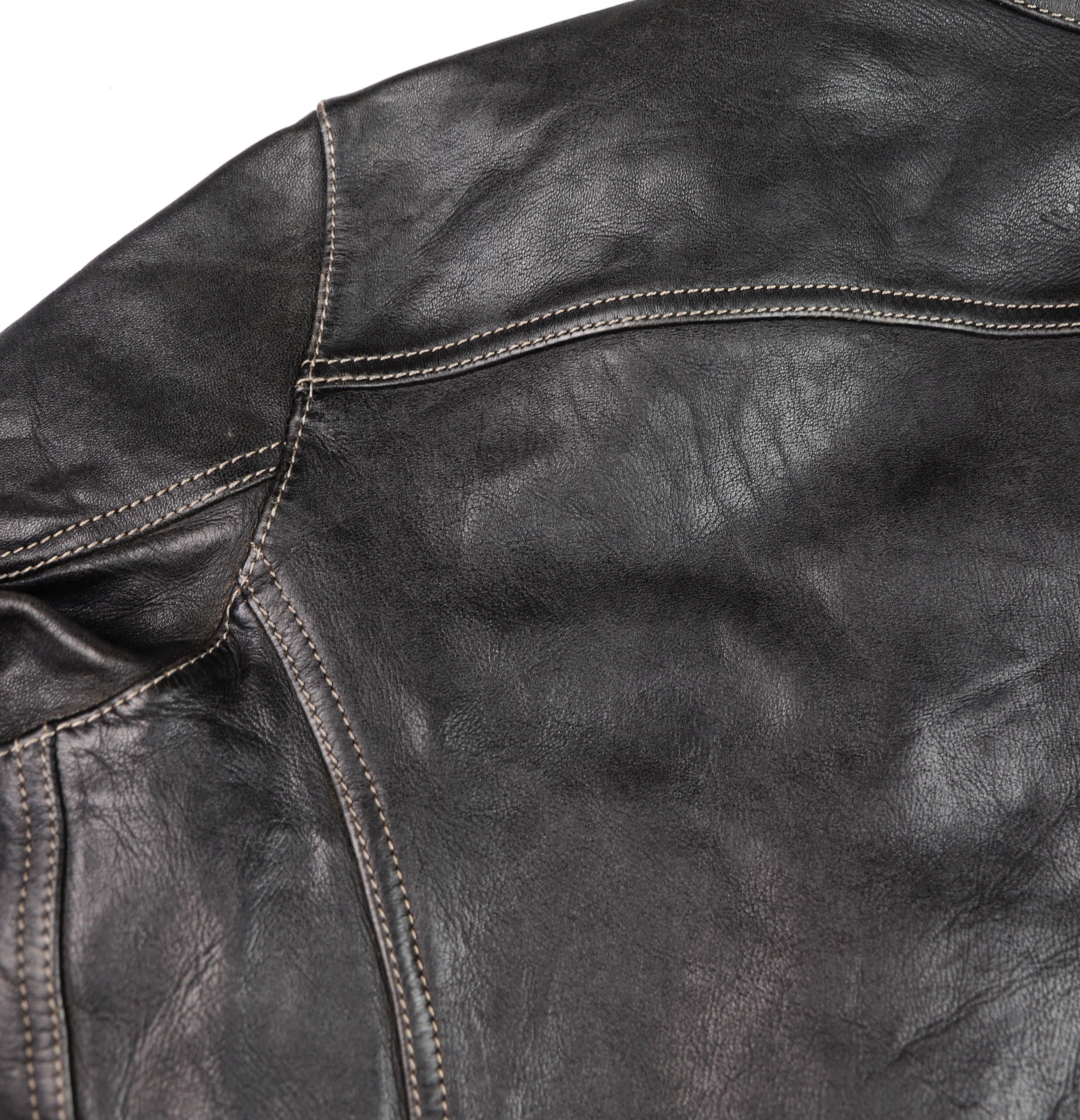 Thedi Phenix Cafe Racer Jacket, size XL, Black Teacore Bruciato Horsehide